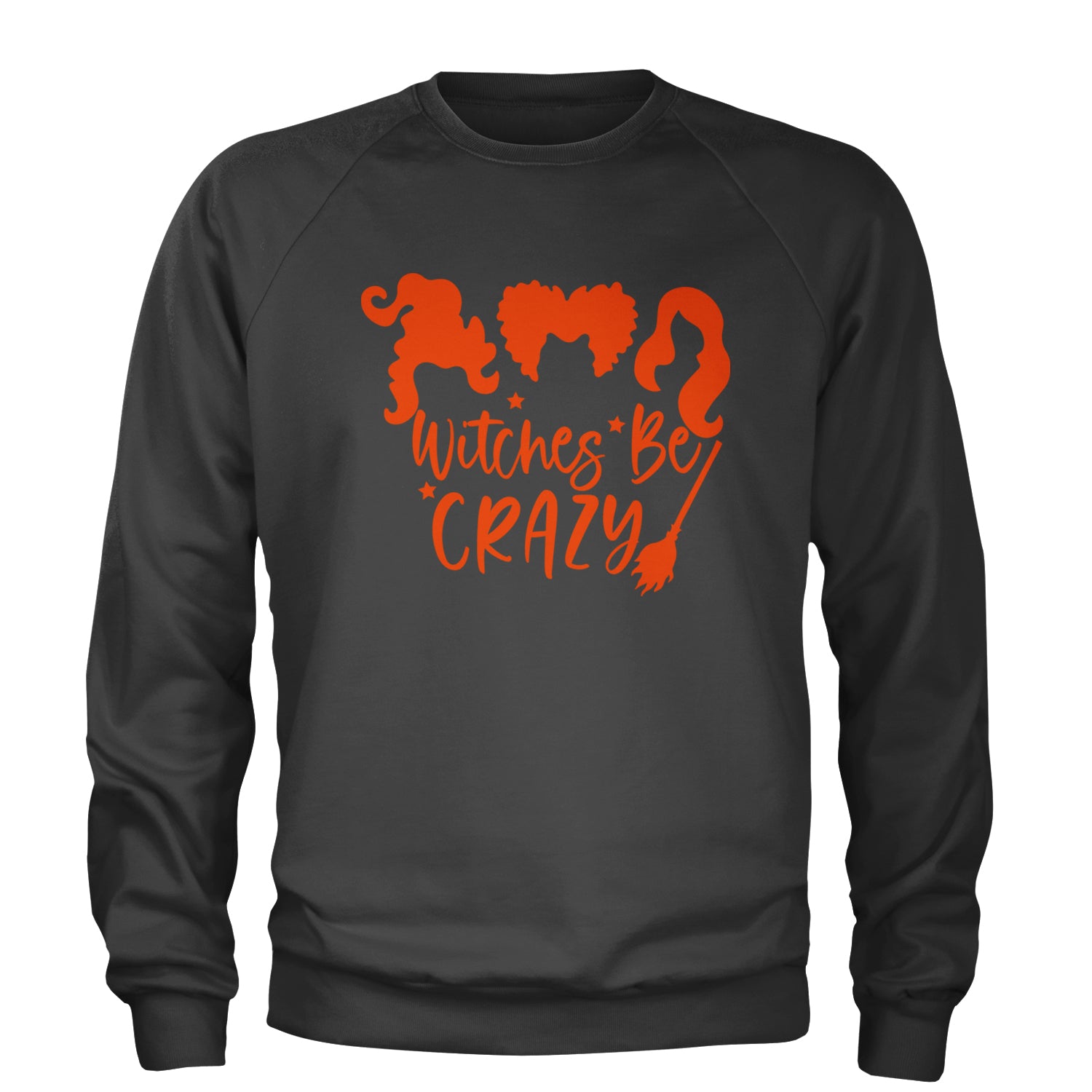 Witches Be Crazy Hocus Pocus Adult Crewneck Sweatshirt Charcoal Grey