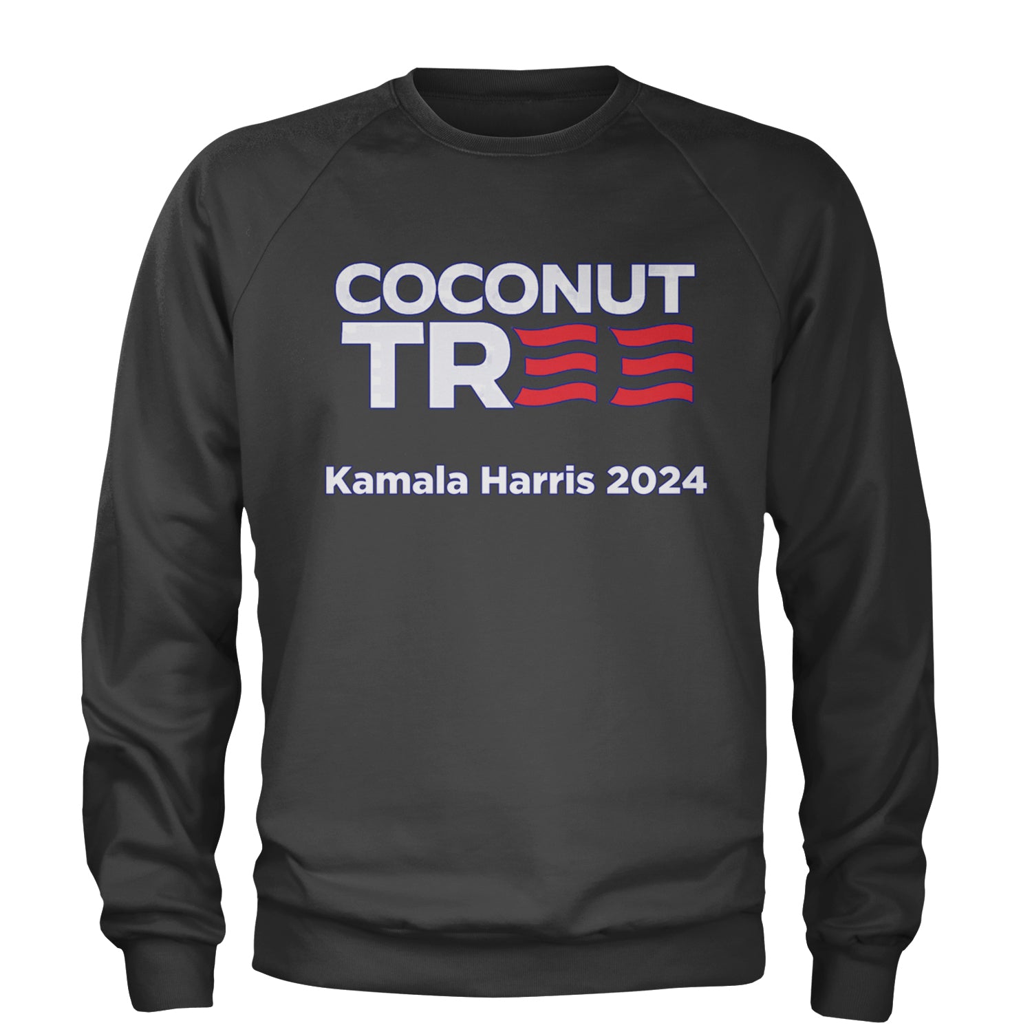 Coconut Tree - Support Kamala Harris For President 2024 Adult Crewneck Sweatshirt Charcoal Grey