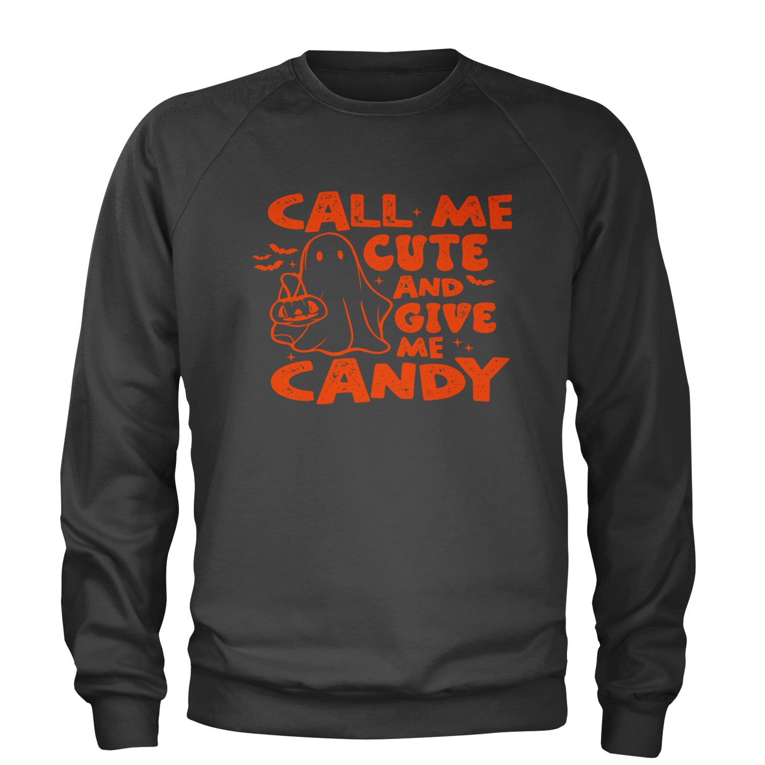 Call Me Cute And Give Me Candy Adult Crewneck Sweatshirt Charcoal Grey