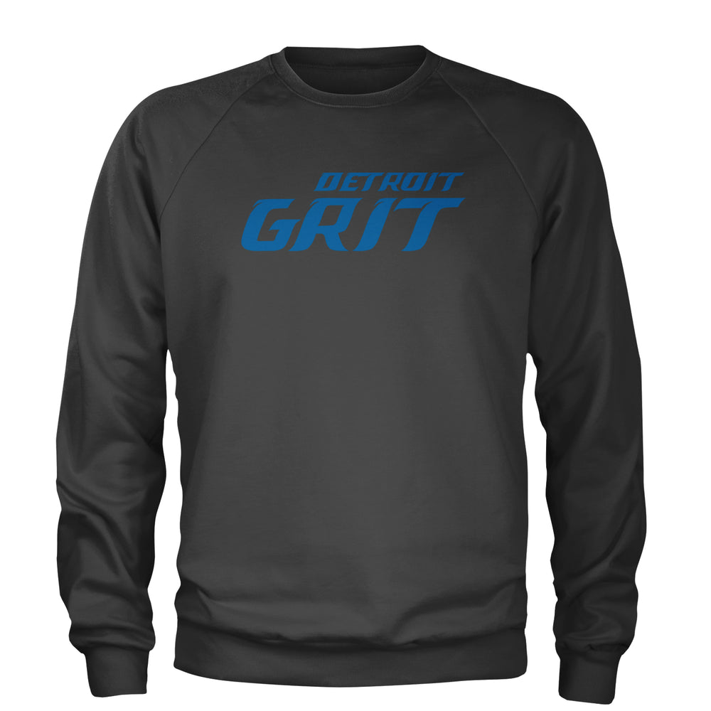 Grit Detroit Football Hard Knocks Adult Crewneck Sweatshirt Charcoal Grey