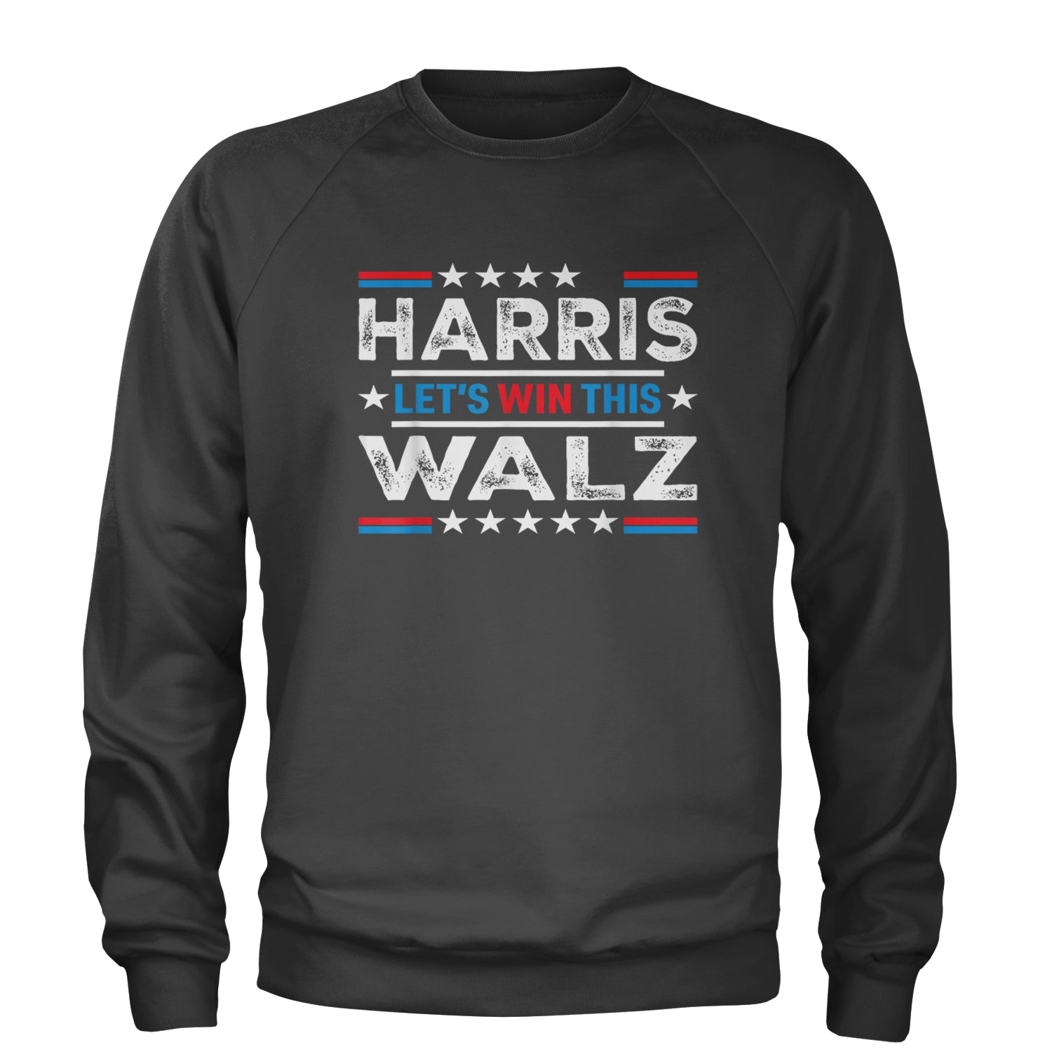 Kamala Harris and Tim Walz For President Adult Crewneck Sweatshirt Charcoal Grey