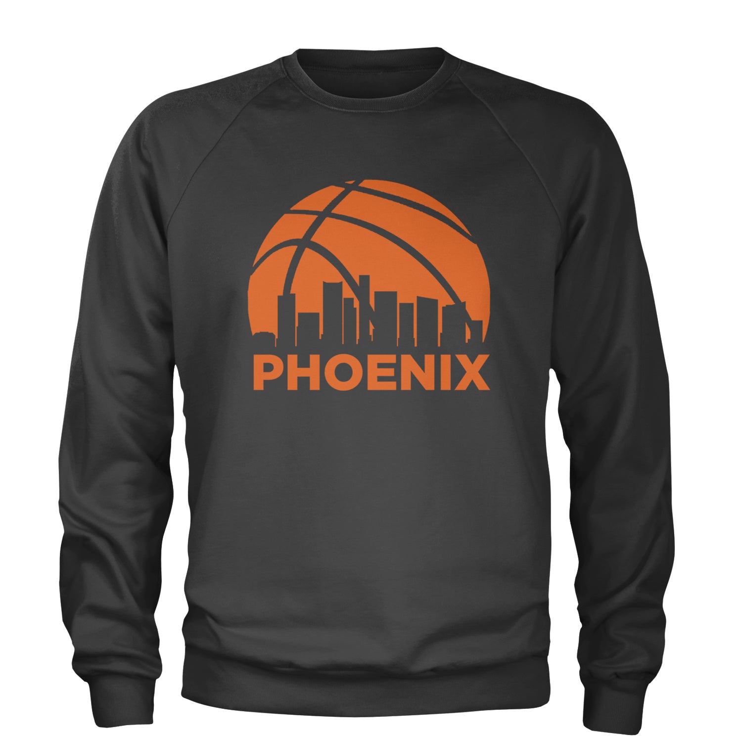 Phoenix Basketball Sunset City Skyline Adult Crewneck Sweatshirt Black