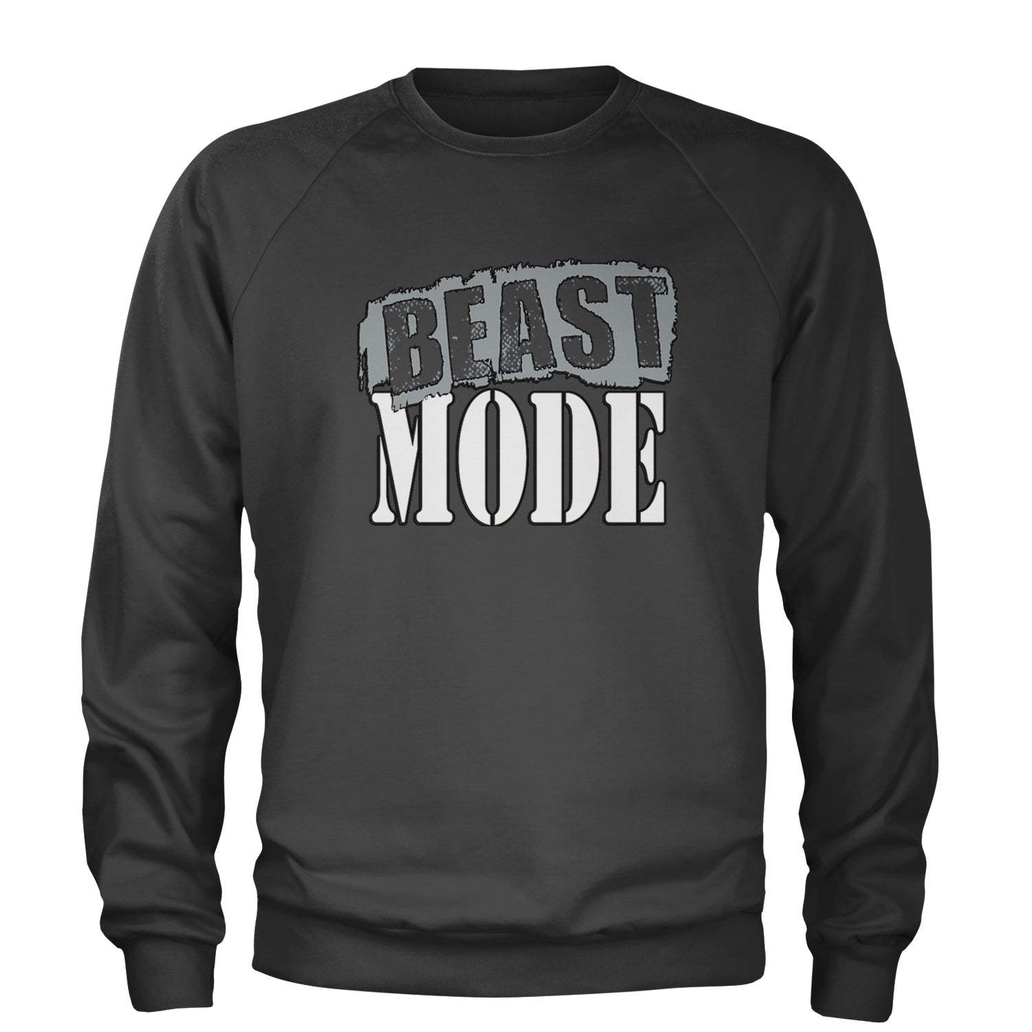 Beast Mode Training Gym Workout Adult Crewneck Sweatshirt Charcoal Grey