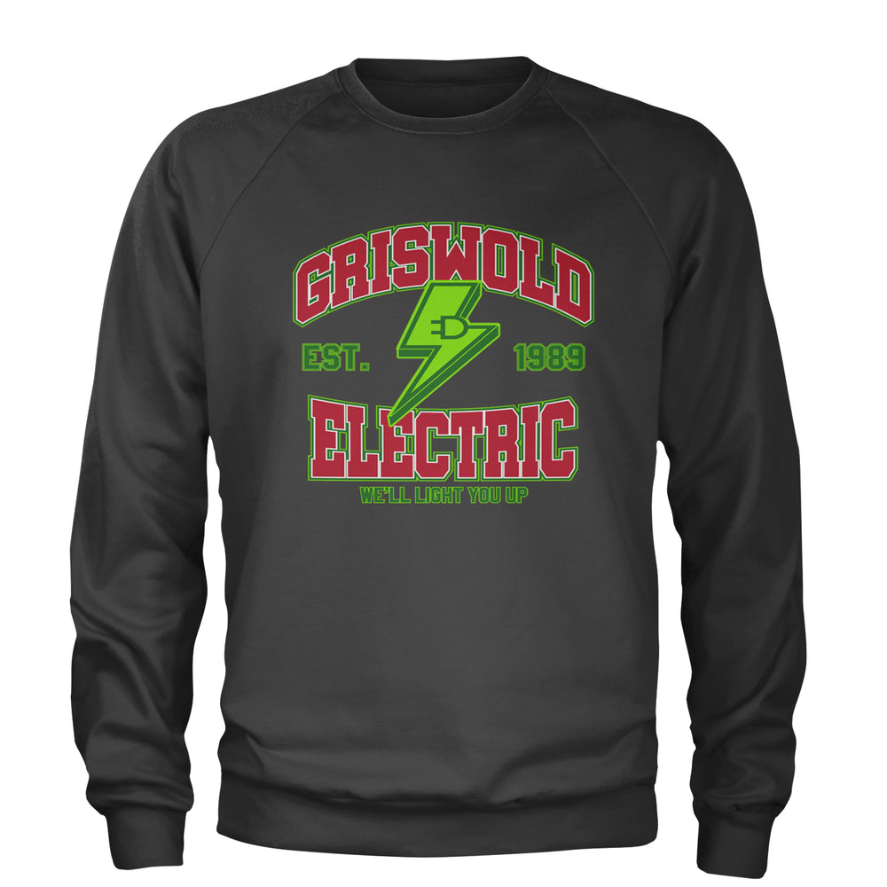 Griswold Electric We'll Light You Up graphic on Unisex Heavyweight Fleece Crewneck Sweatshirt in Charcoal Grey