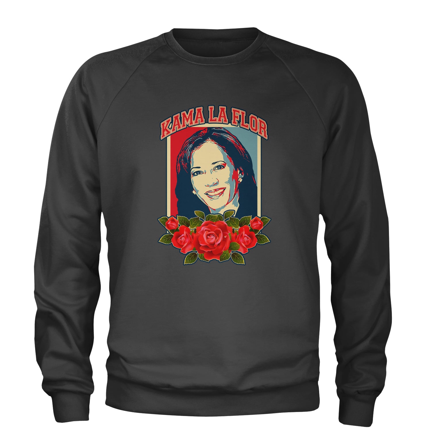 Kama La Flor Kamala Como La Flor Adult Crewneck Sweatshirt Charcoal Grey