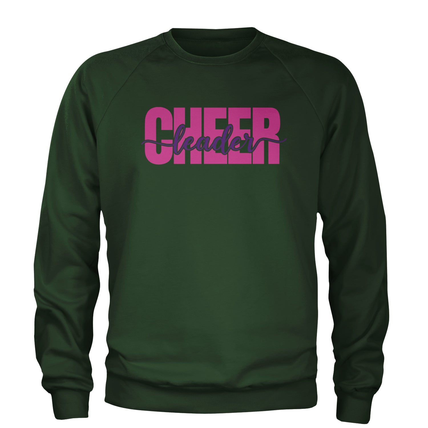 Cheerleader with Scripted Flair Adult Crewneck Sweatshirt Forest Green