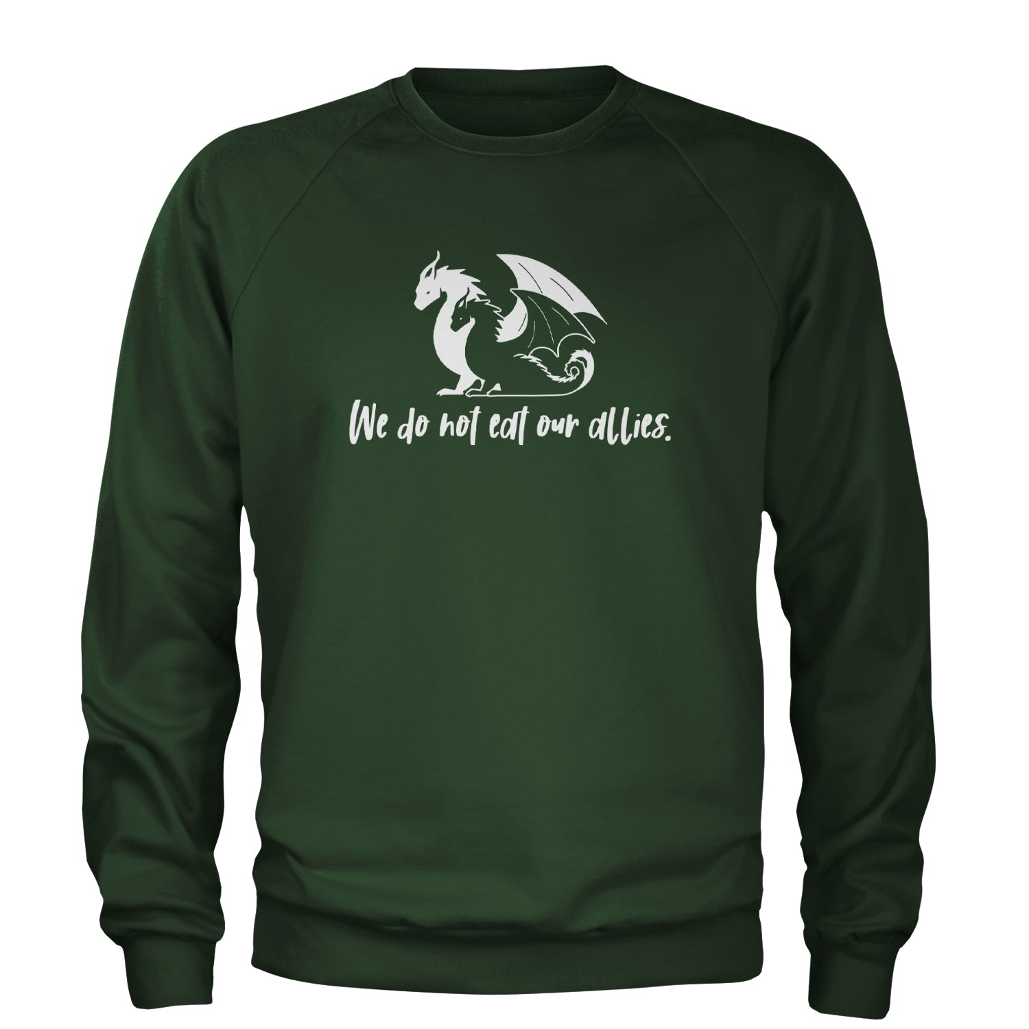 We Do Not Eat Our Allies Fourth Wing Basgiath Adult Crewneck Sweatshirt Forest Green