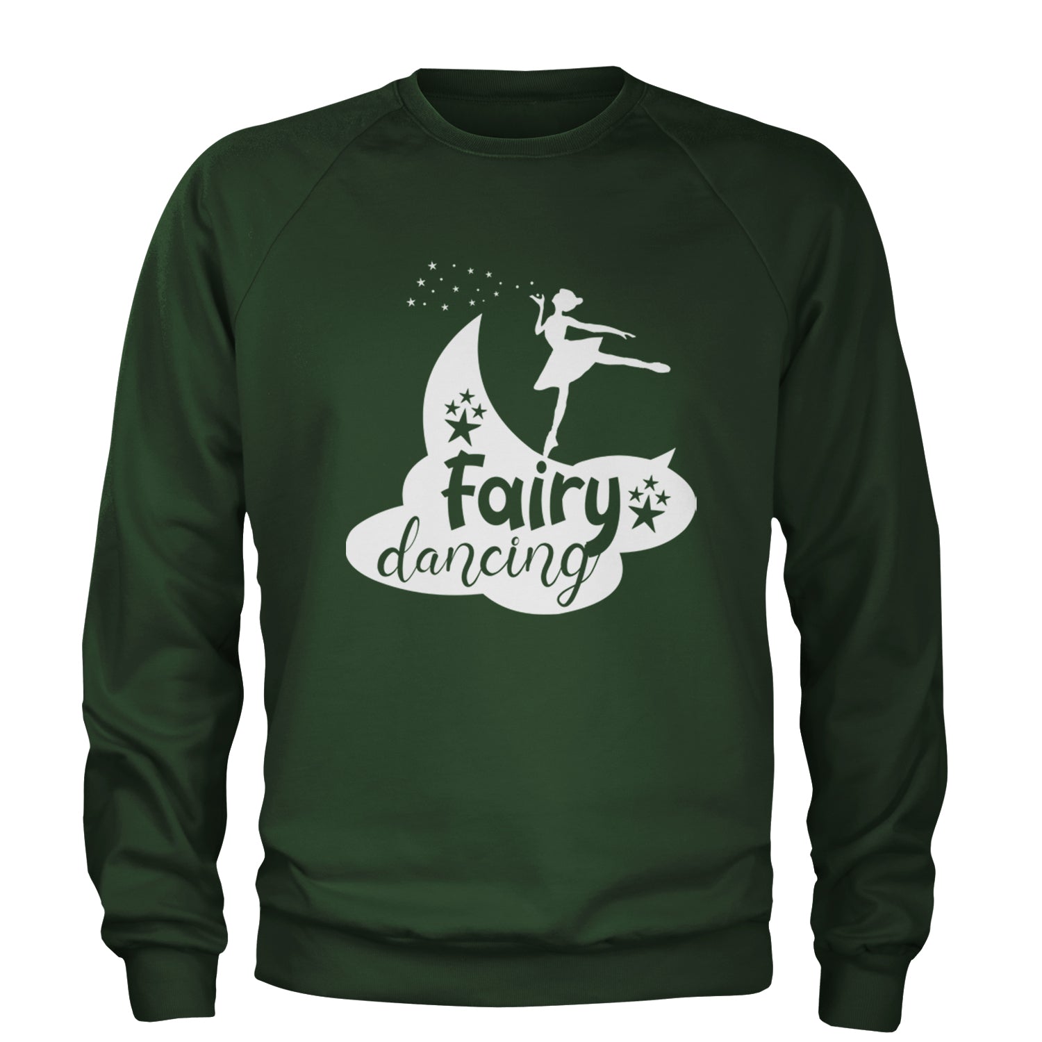 Fairy Dancing Adult Crewneck Sweatshirt Forest Green