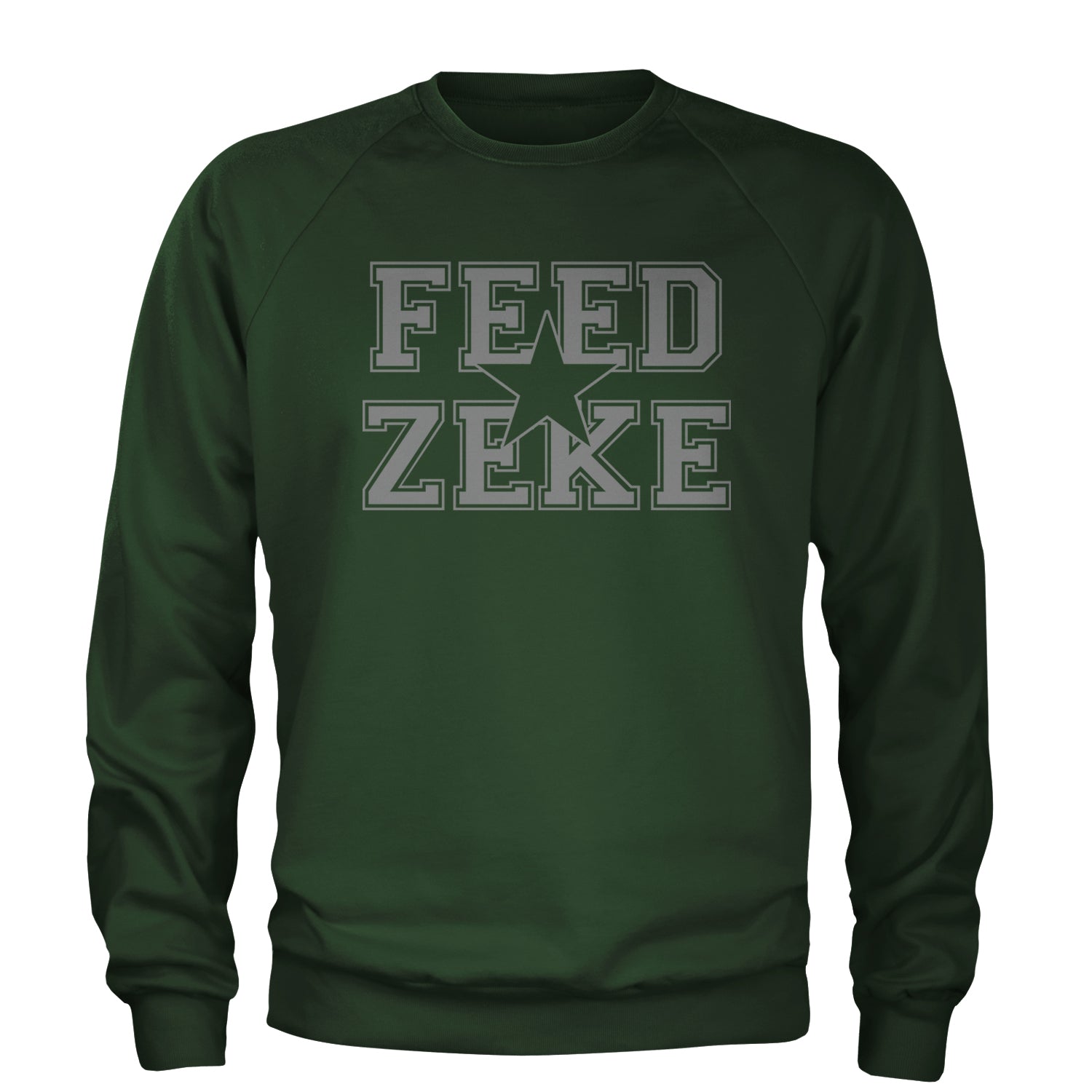 Feed Zeke Football Adult Crewneck Sweatshirt Forest Green