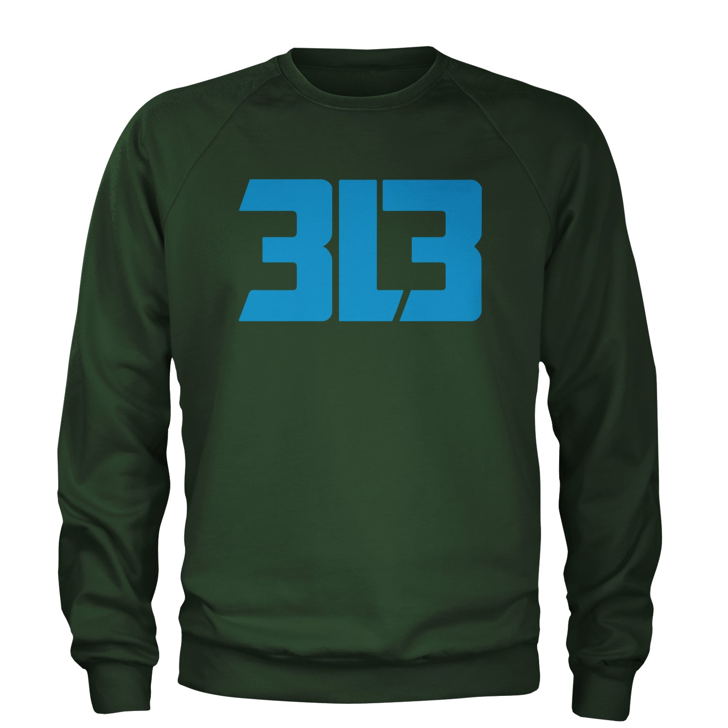 3L3 From The 313 Detroit Football Adult Crewneck Sweatshirt Forest Green