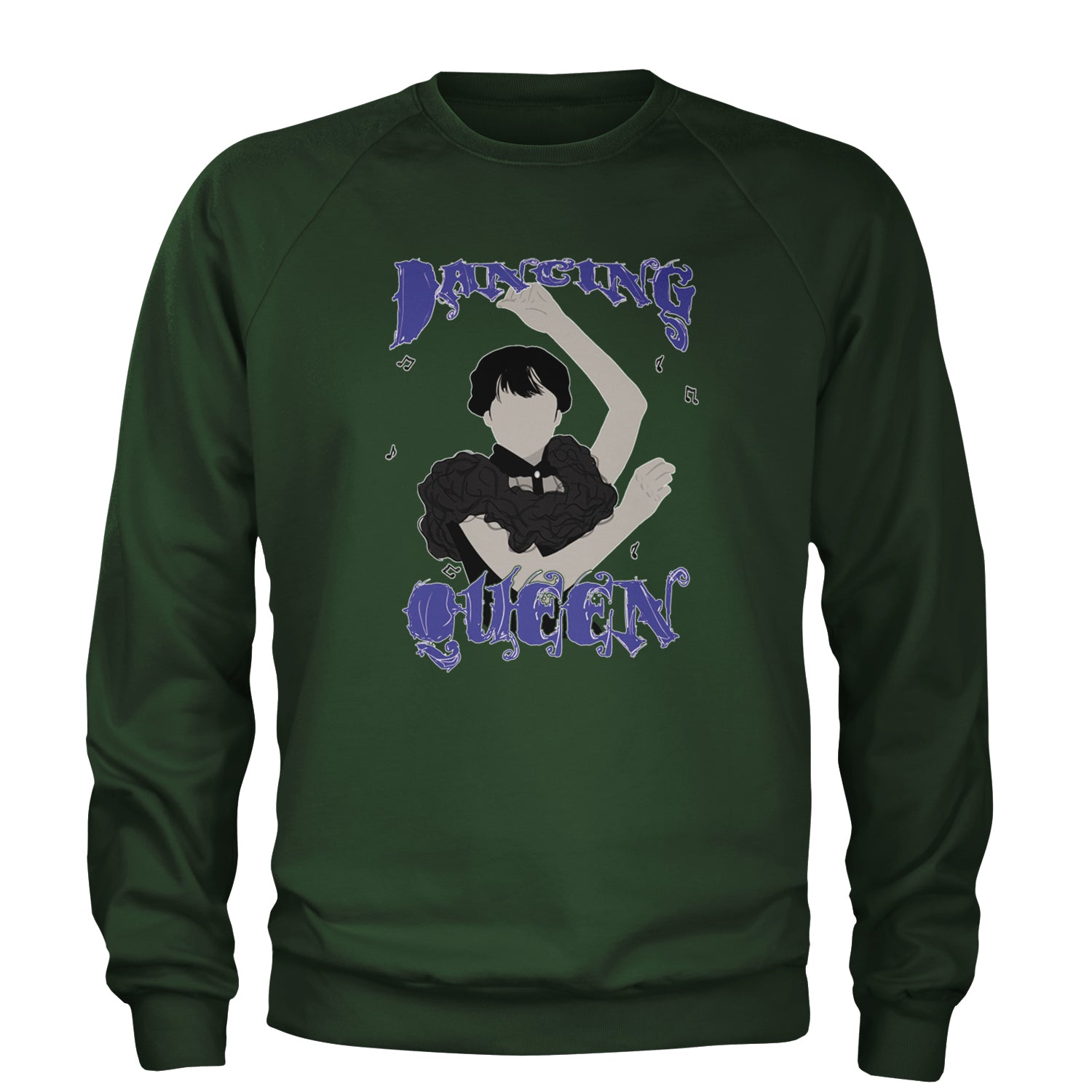 Wednesday Dancing Queen Adult Crewneck Sweatshirt Forest Green