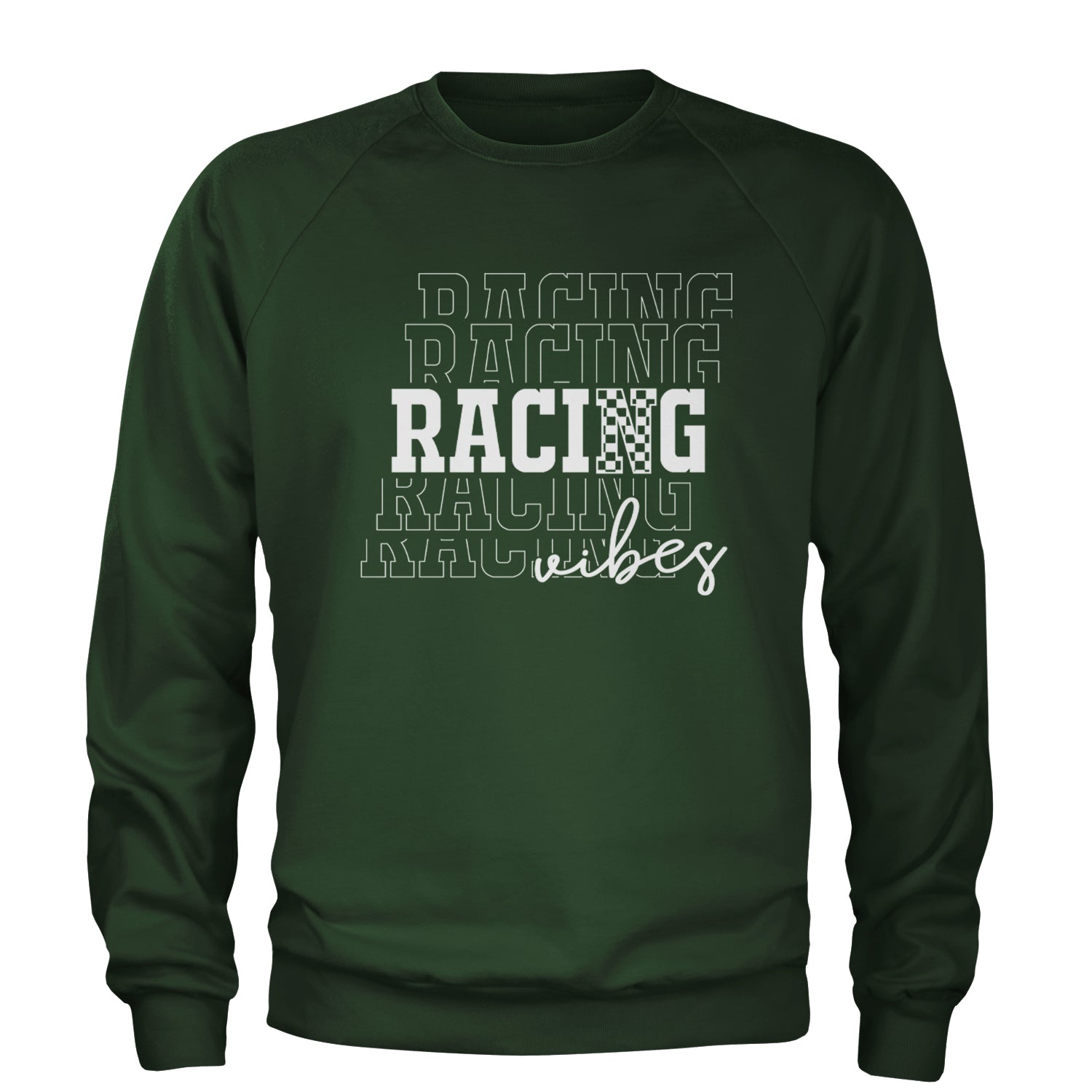 Racing Vibes Adult Crewneck Sweatshirt Forest Green