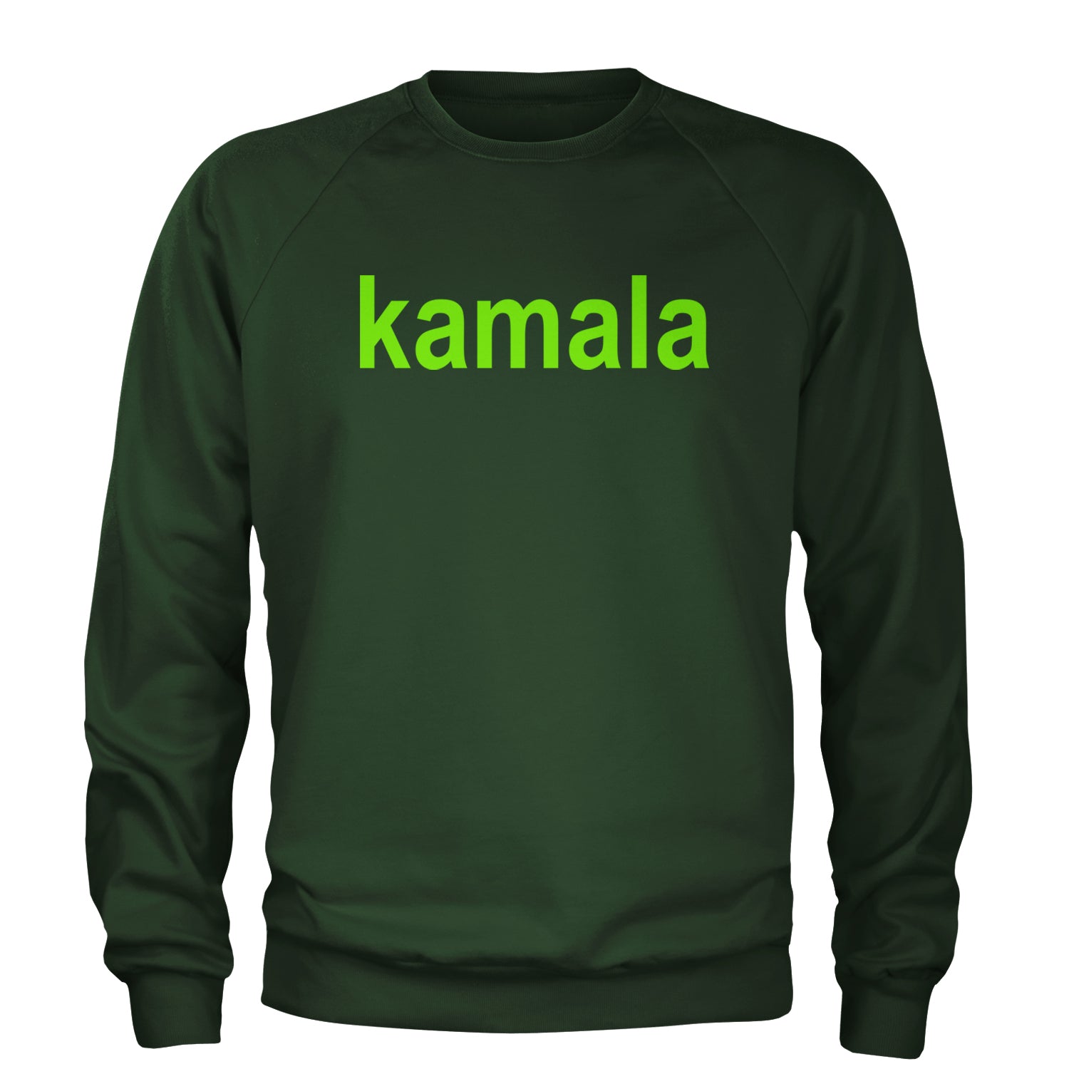 Kamala Bright Green Brat Coconut Tree Adult Crewneck Sweatshirt Forest Green