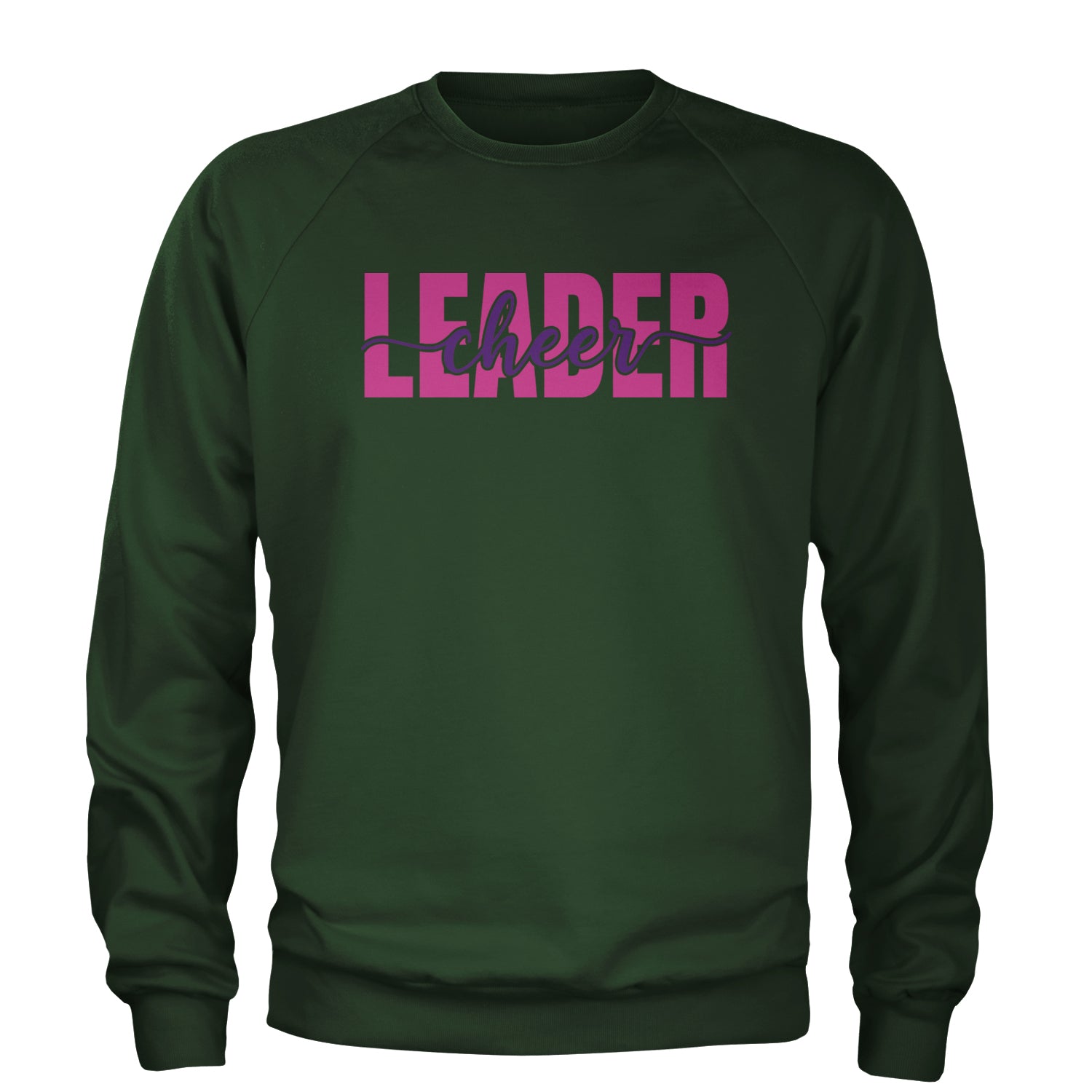 Cheerleader Script Style Adult Crewneck Sweatshirt Forest Green