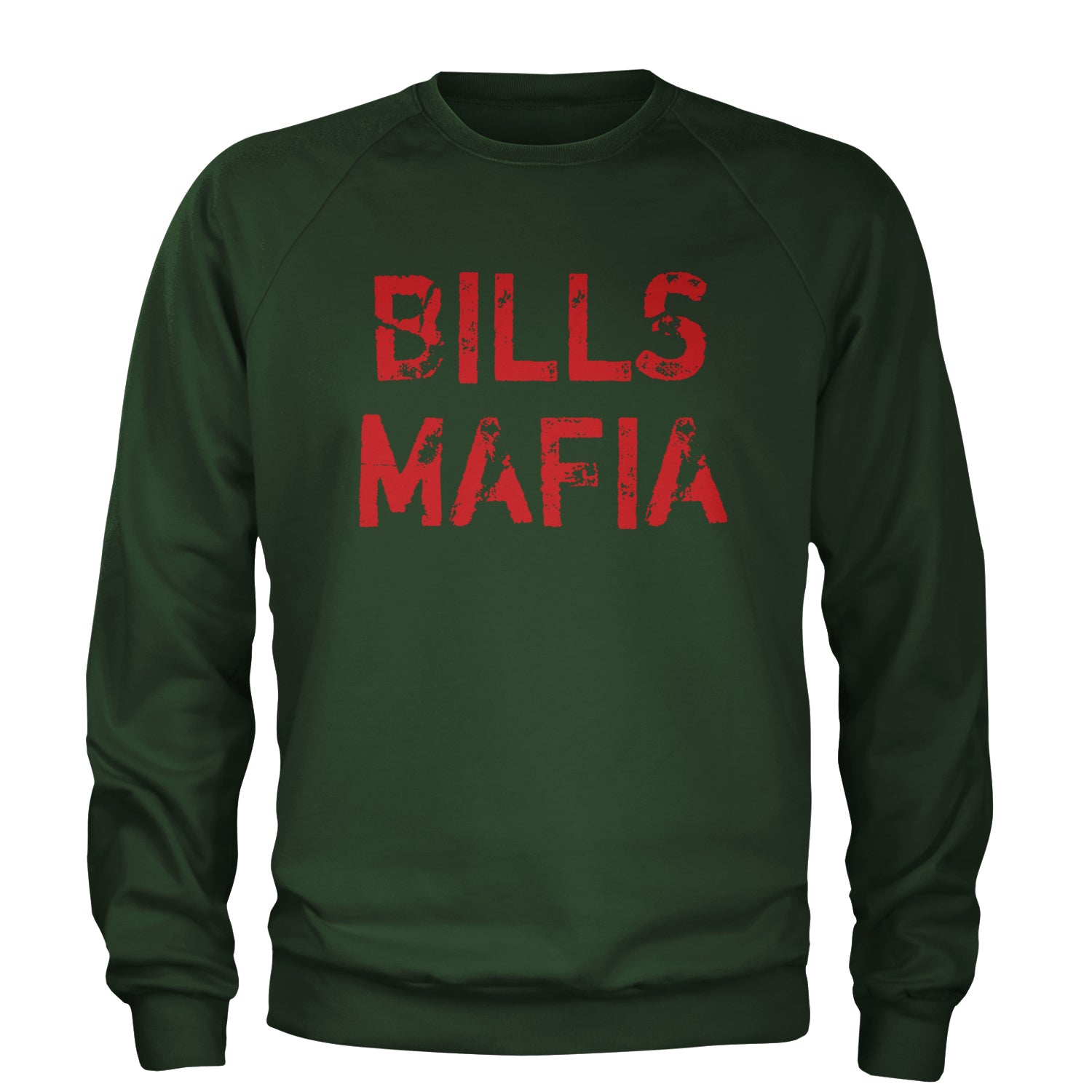 Distressed Bills Mafia Football Adult Crewneck Sweatshirt Forest Green