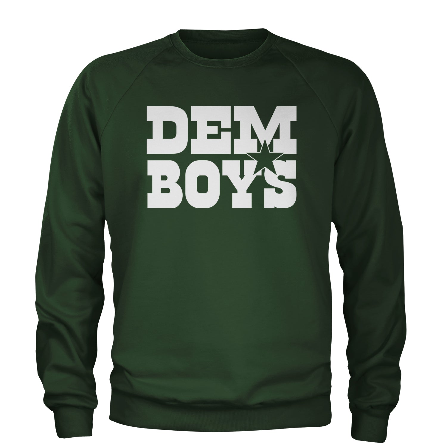 Dem Boys Dallas Football Adult Crewneck Sweatshirt Forest Green