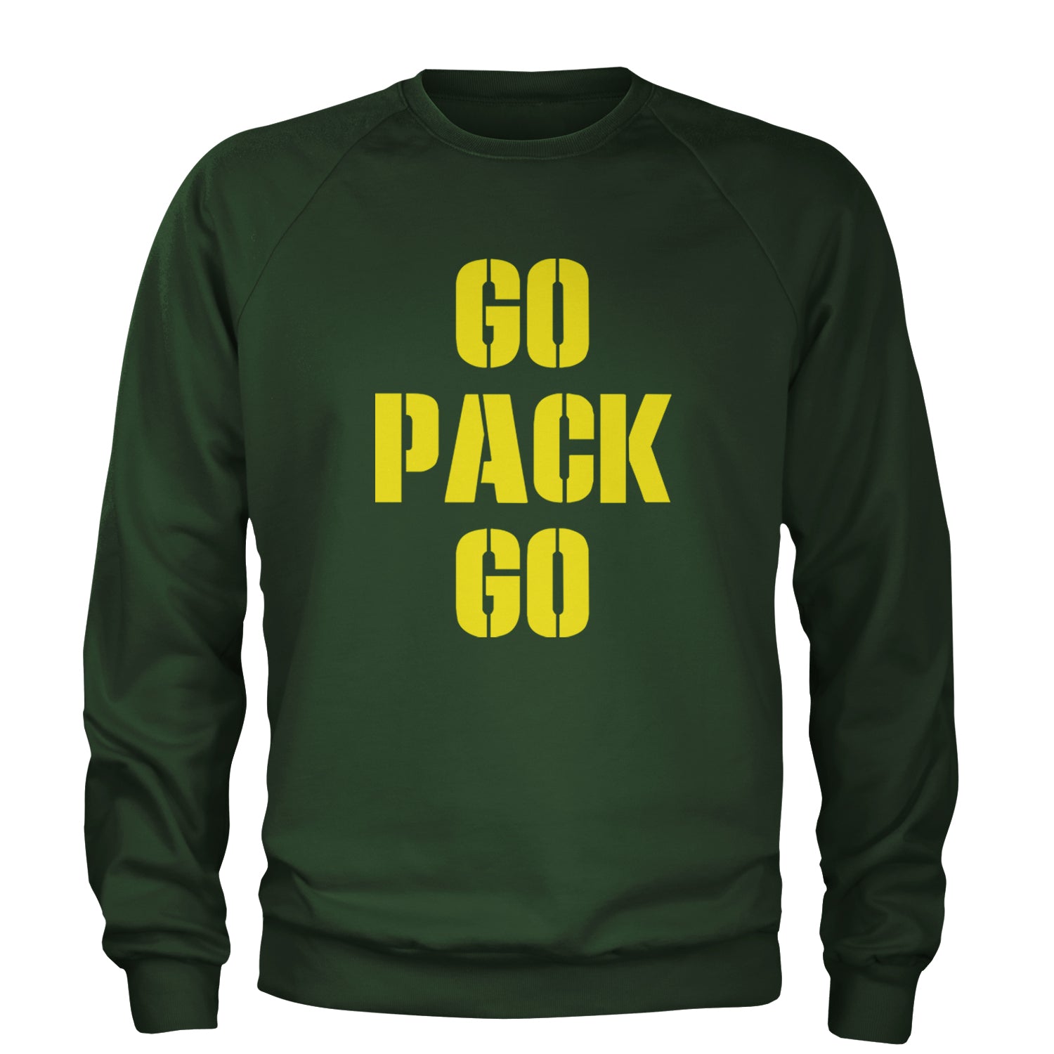 Go Pack Go Green Bay Adult Crewneck Sweatshirt Forest Green