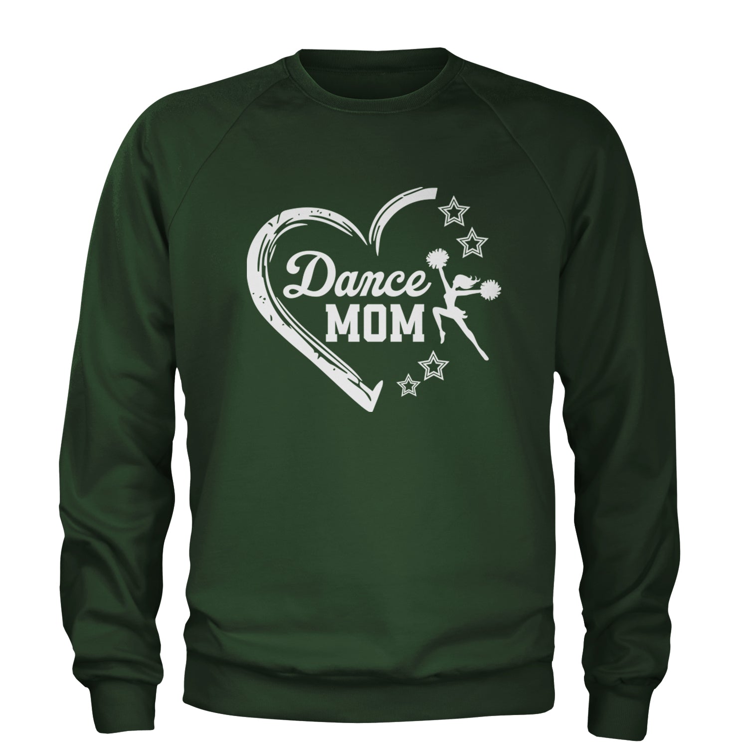 Heart Dance Mom Love Adult Crewneck Sweatshirt Forest Green