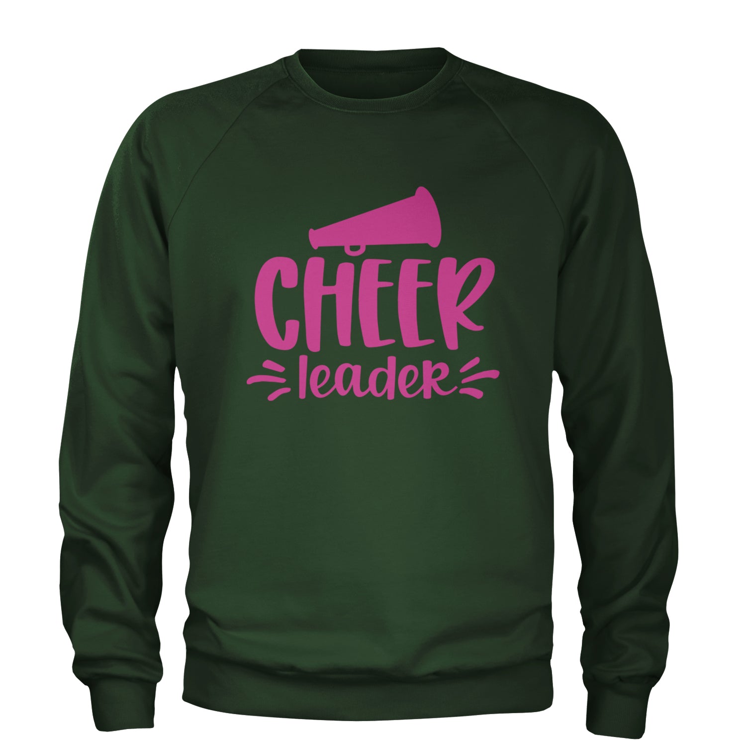 Cheerleader Bullhorn Adult Crewneck Sweatshirt Forest Green