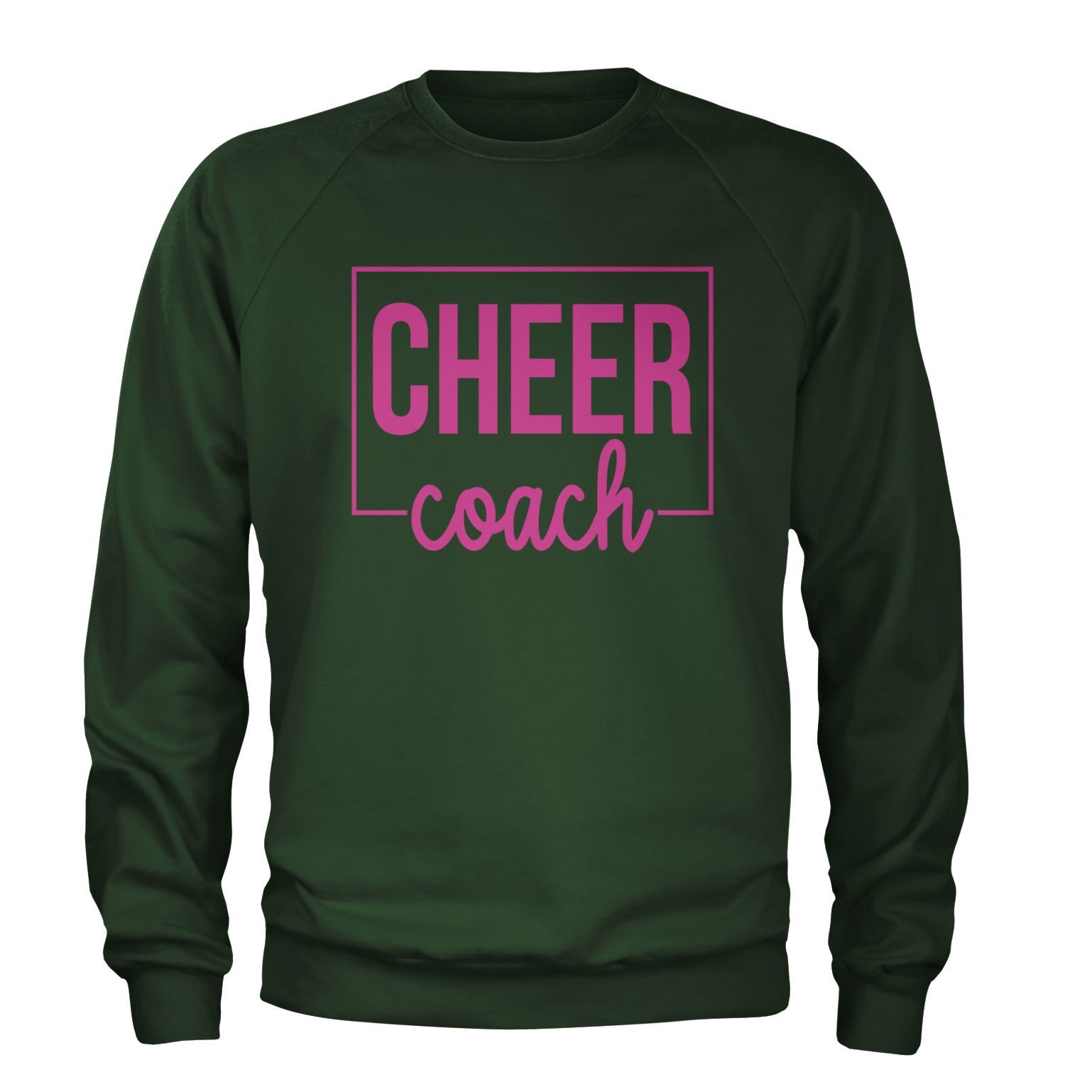 Cheer Coach Cheerleader Adult Crewneck Sweatshirt Forest Green