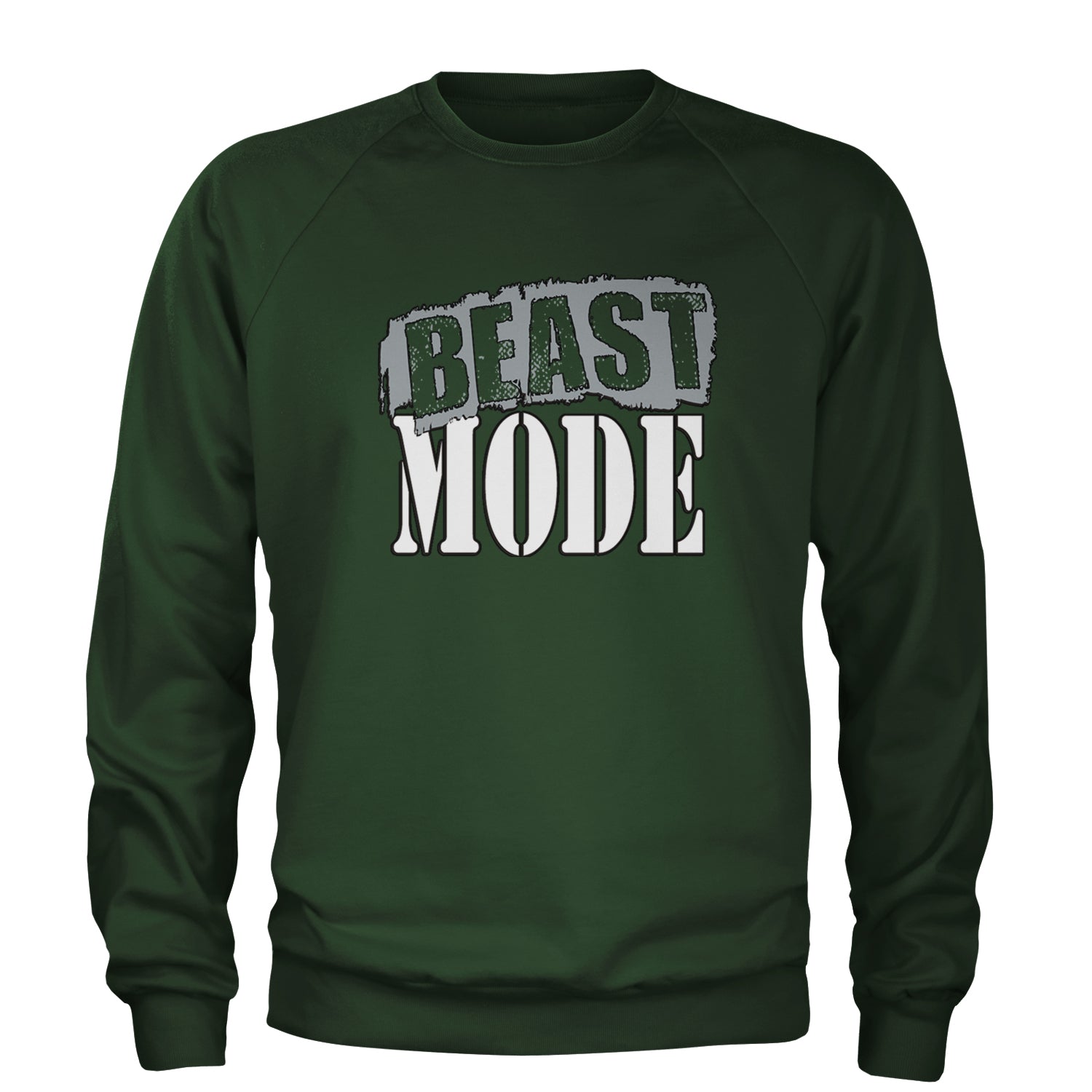 Beast Mode Training Gym Workout Adult Crewneck Sweatshirt Forest Green