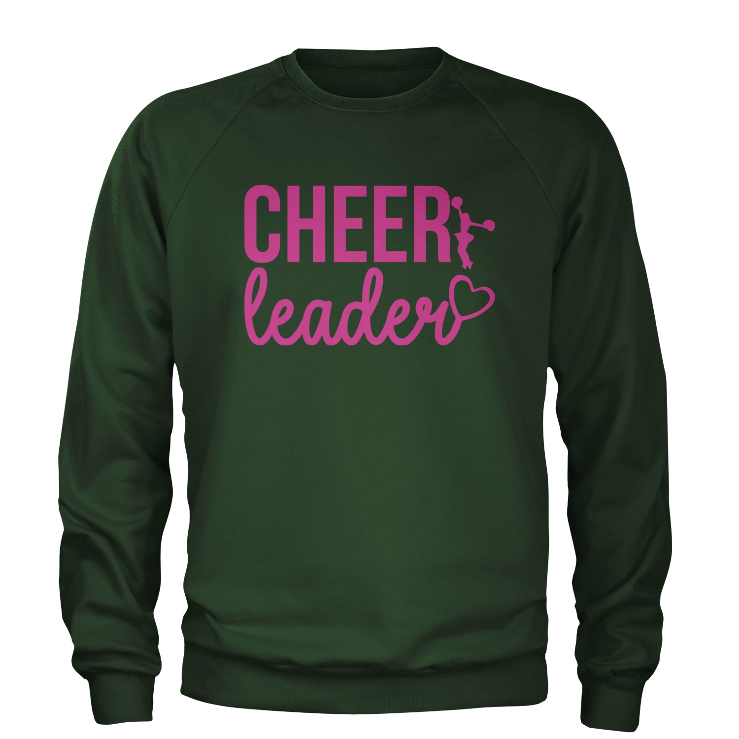 Cheerleader Heart Love Adult Crewneck Sweatshirt Forest Green