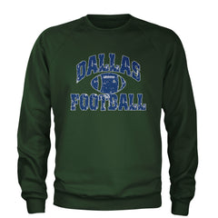 Dallas Distressed Football Adult Crewneck Sweatshirt Forest Green