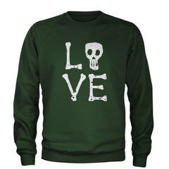 Love Skeleton Bones Adult Crewneck Sweatshirt Forest Green