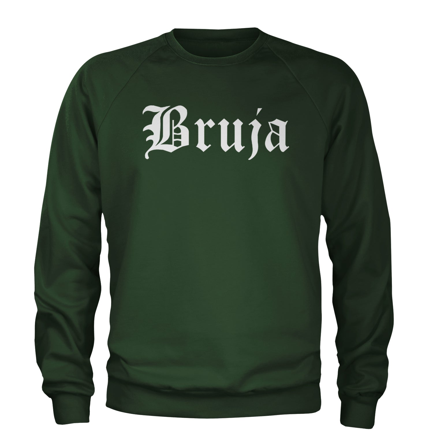 Bruja Gothic Spanish Witch Adult Crewneck Sweatshirt Forest Green