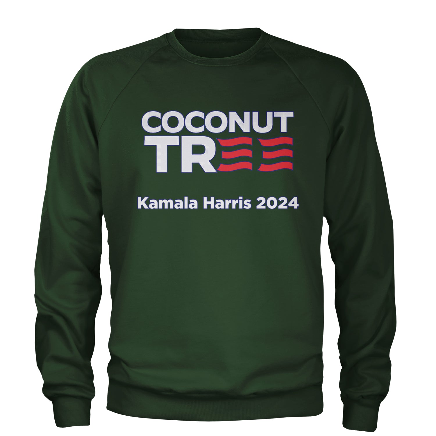 Coconut Tree - Support Kamala Harris For President 2024 Adult Crewneck Sweatshirt Forest Green