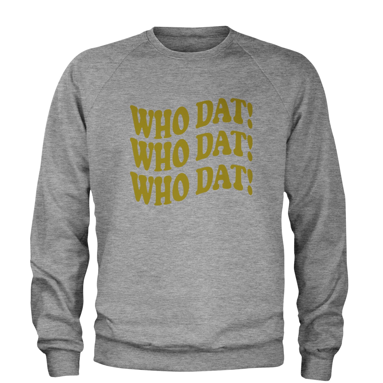 Who Dat Wavy Design Who Dat Nation Adult Crewneck Sweatshirt Heather Grey