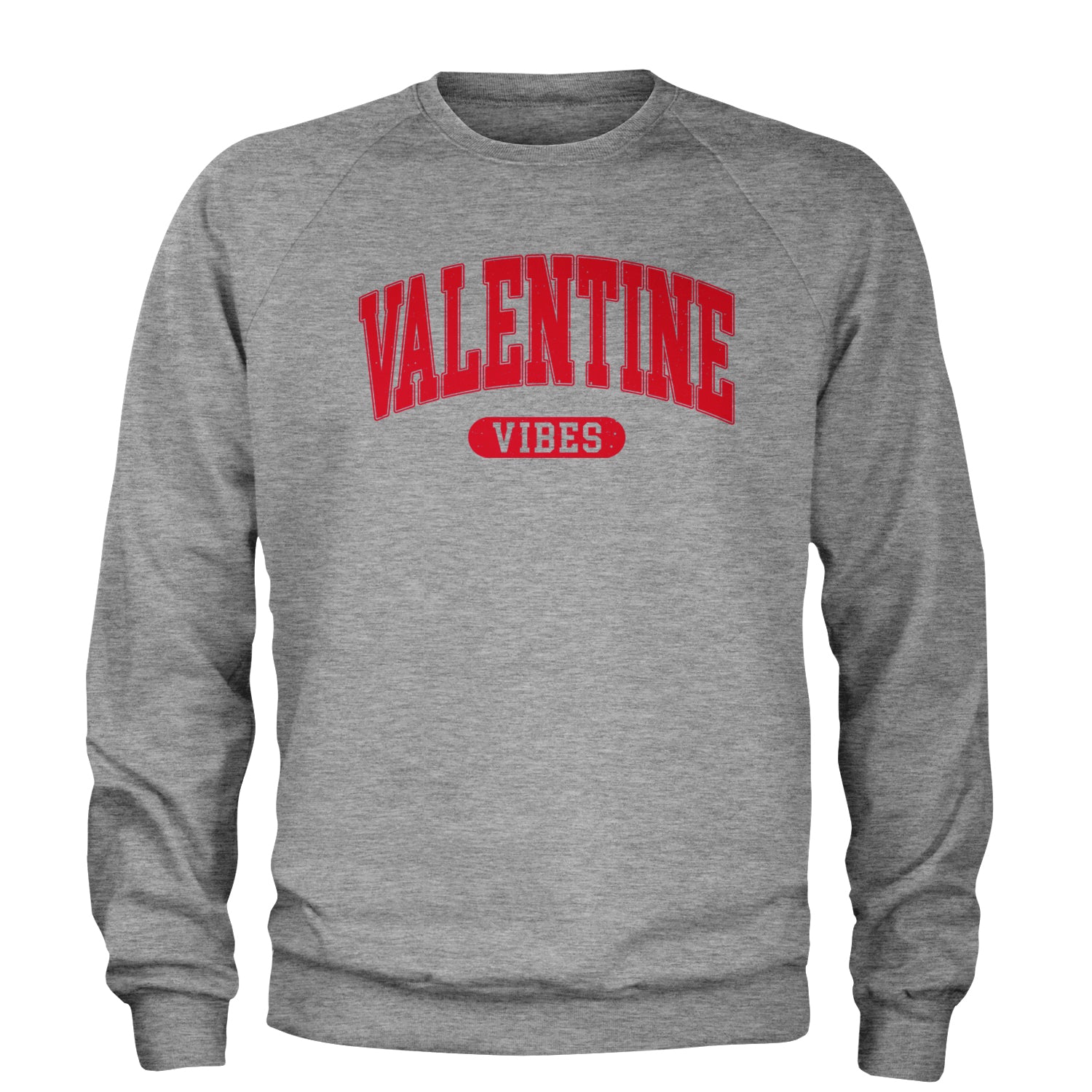 Valentines Vibes Adult Crewneck Sweatshirt Heather Grey