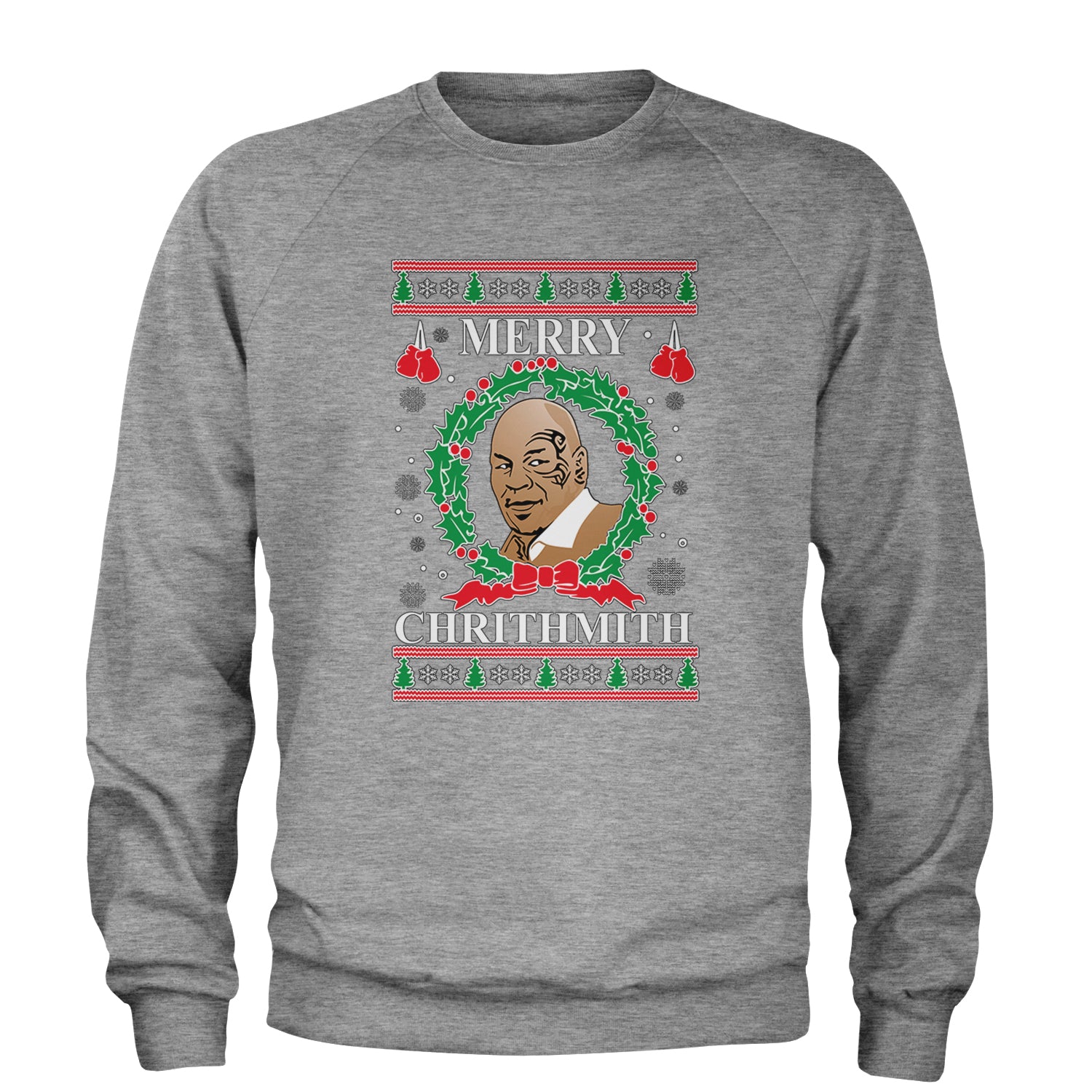 Merry Chrithmith Ugly Christmas Adult Crewneck Sweatshirt Heather Grey