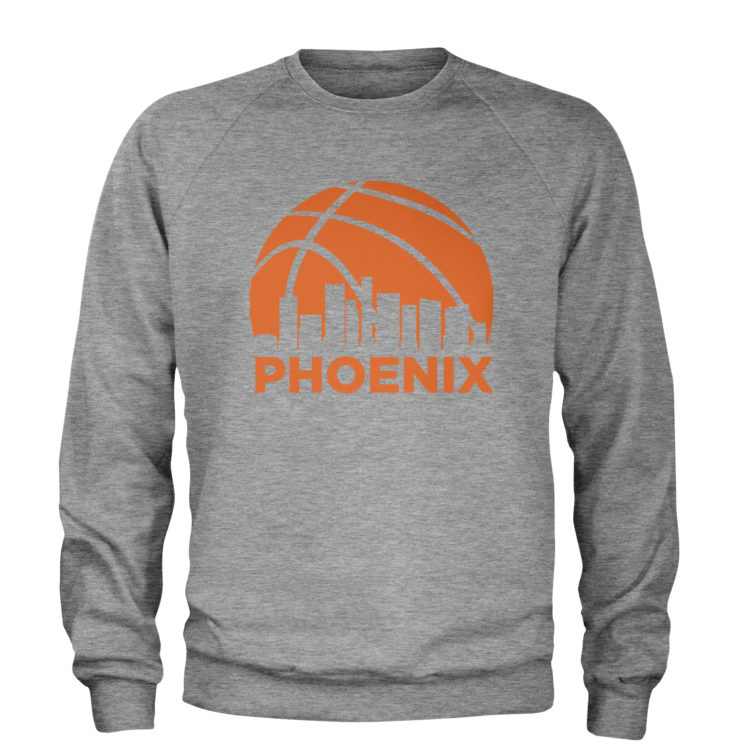 Phoenix Basketball Sunset City Skyline Adult Crewneck Sweatshirt Heather Grey