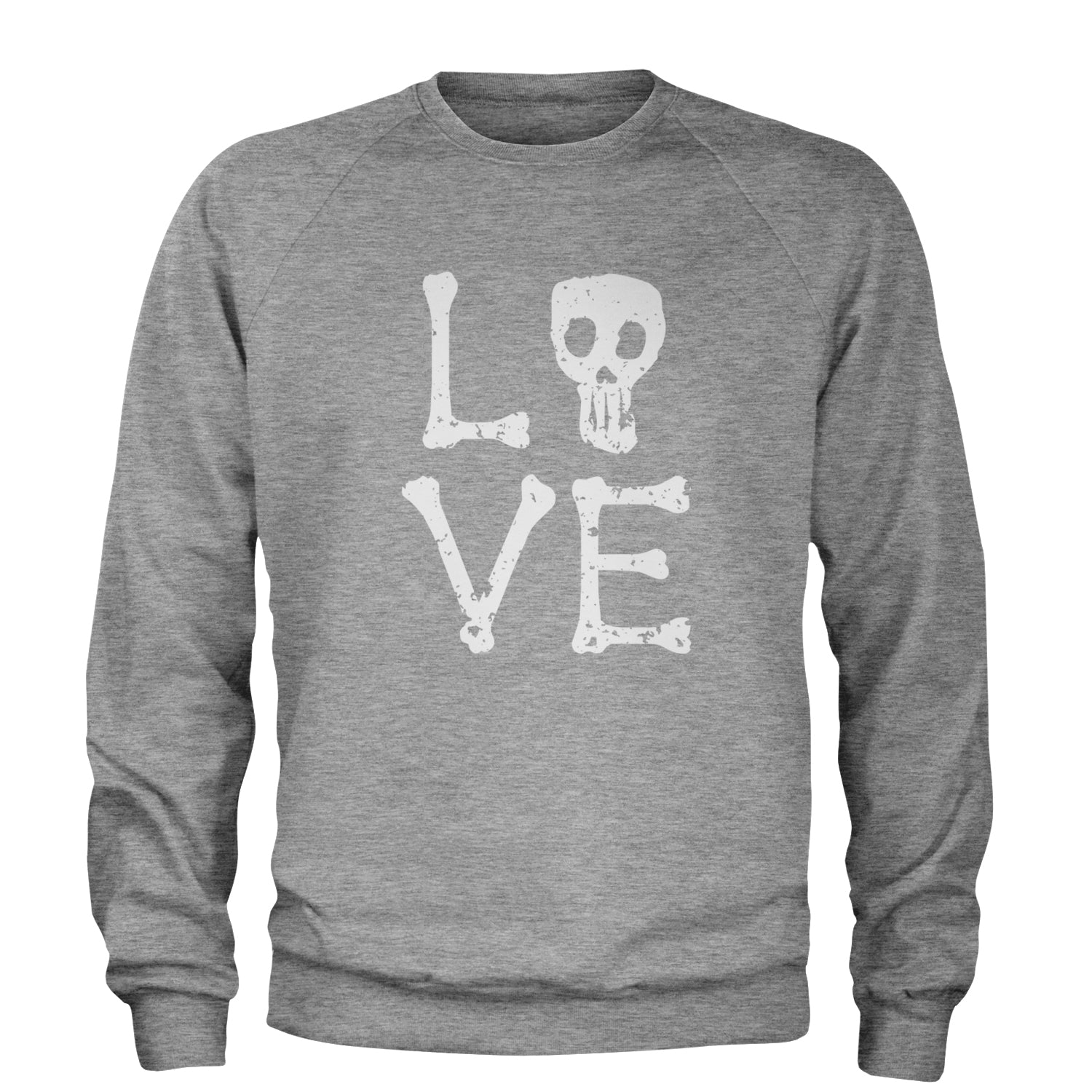 Love Skeleton Bones Adult Crewneck Sweatshirt Heather Grey