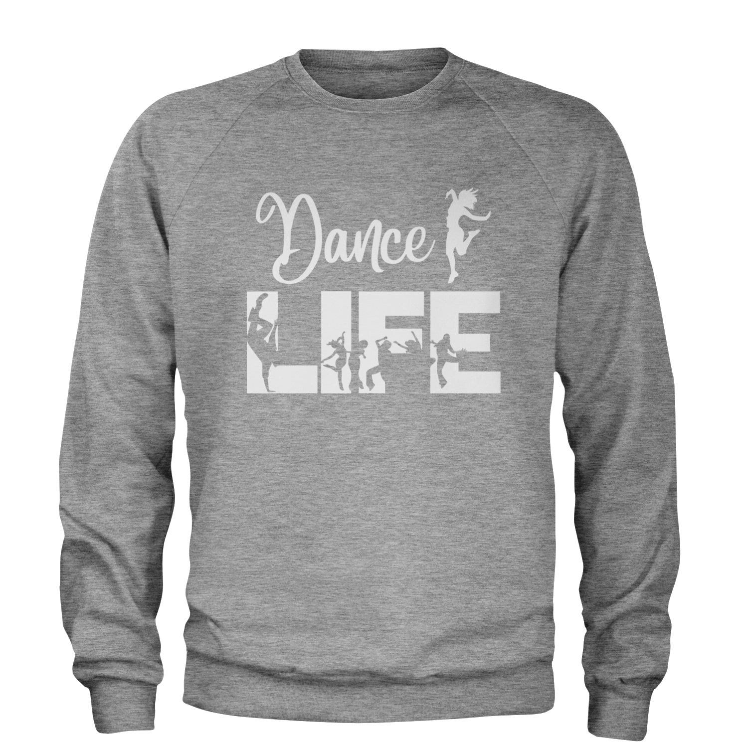 Dance Life Silhouette Dancers Adult Crewneck Sweatshirt Heather Grey