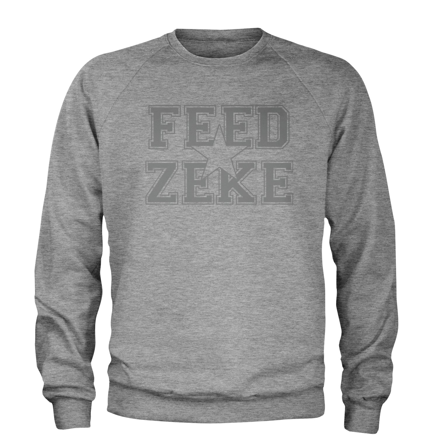 Feed Zeke Football Adult Crewneck Sweatshirt Heather Grey