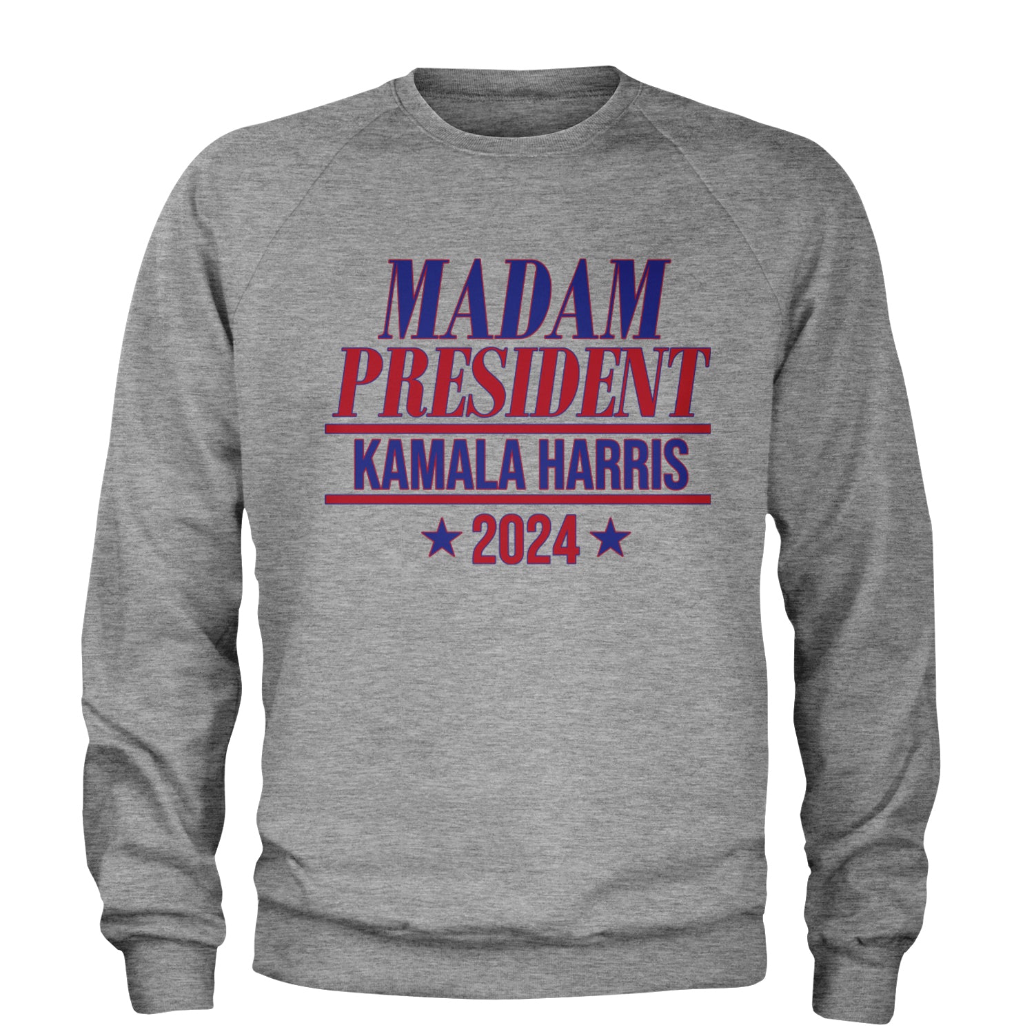 Madam President - Support kamala Harris For President 2024 Adult Crewneck Sweatshirt Heather Grey