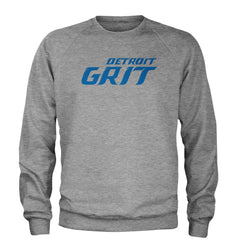 Grit Detroit Football Hard Knocks Adult Crewneck Sweatshirt Heather Grey