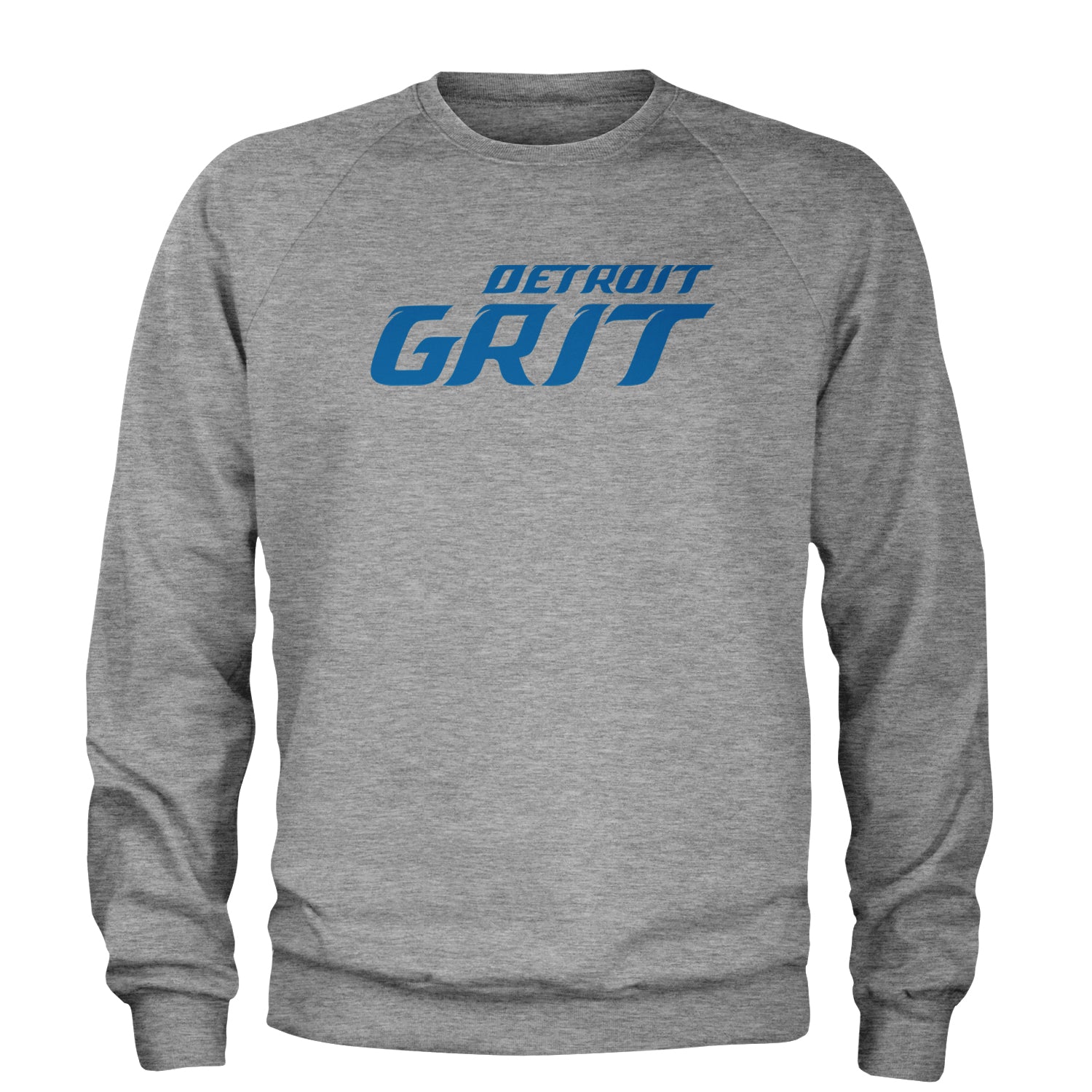 Grit Detroit Football Hard Knocks Adult Crewneck Sweatshirt Heather Grey