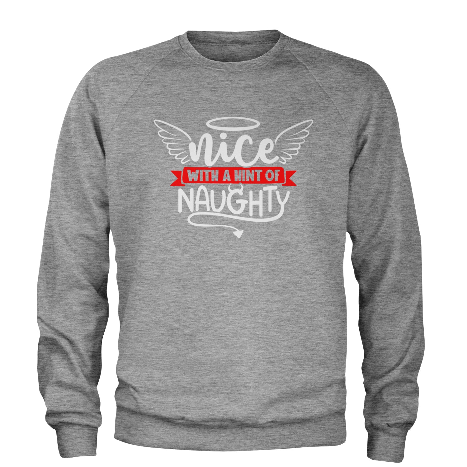 Nice with a Hint of Naughty Christmas Adult Crewneck Sweatshirt Heather Grey