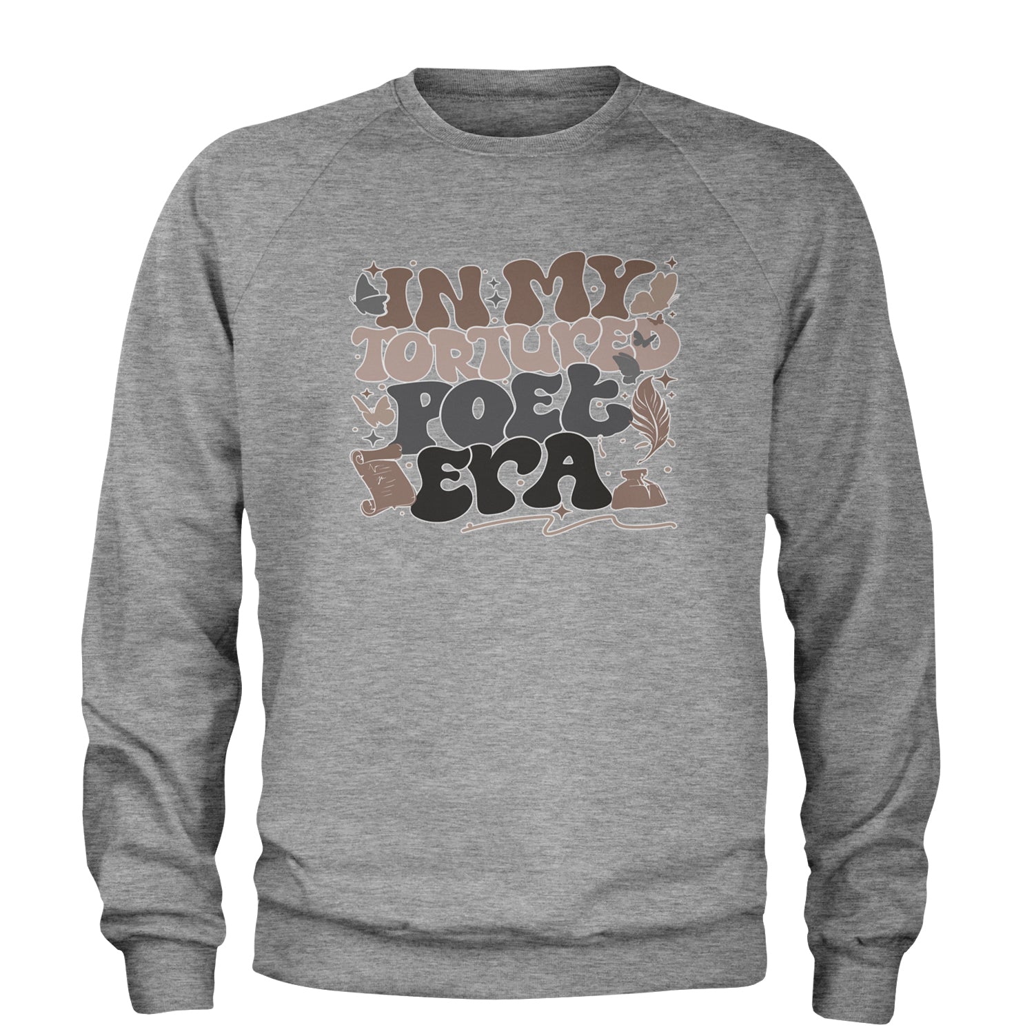 In My Tortured Poet Era TTPD Music Adult Crewneck Sweatshirt Heather Grey