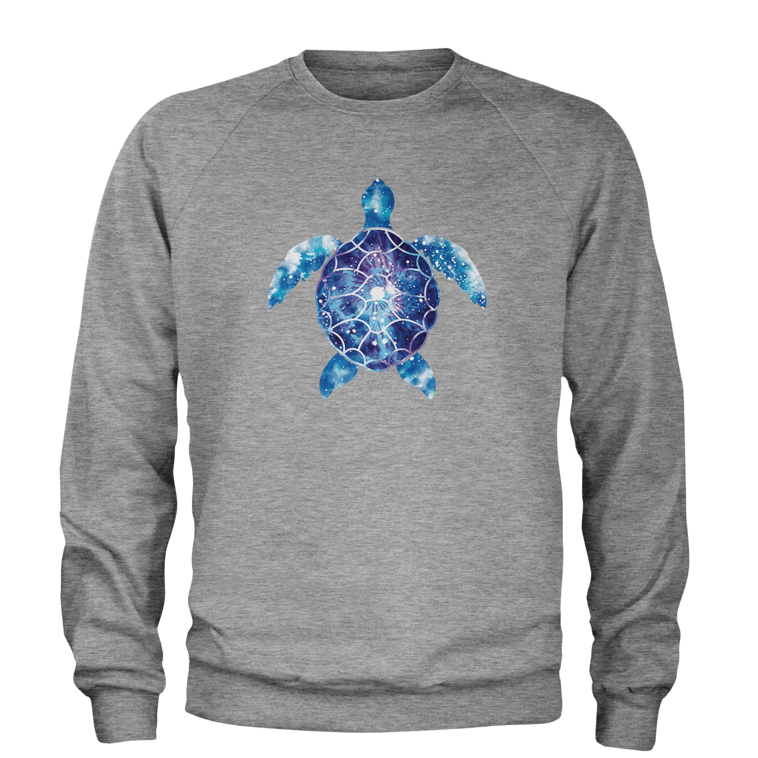 Ocean Aura Tie-Dye Sea Turtle Adult Crewneck Sweatshirt Heather Grey