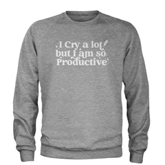 I Cry A Lot But I am So Productive TTPD Adult Crewneck Sweatshirt Heather Grey