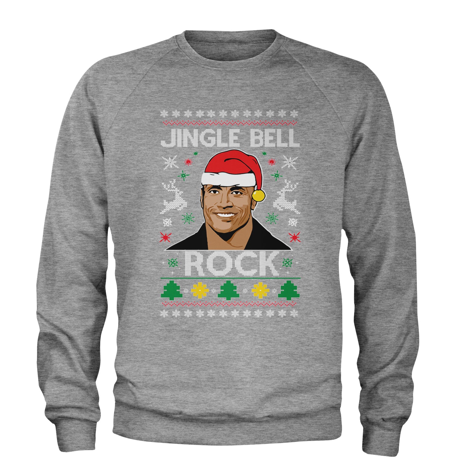 Jingle Bell Rock Ugly Christmas Adult Crewneck Sweatshirt Heather Grey