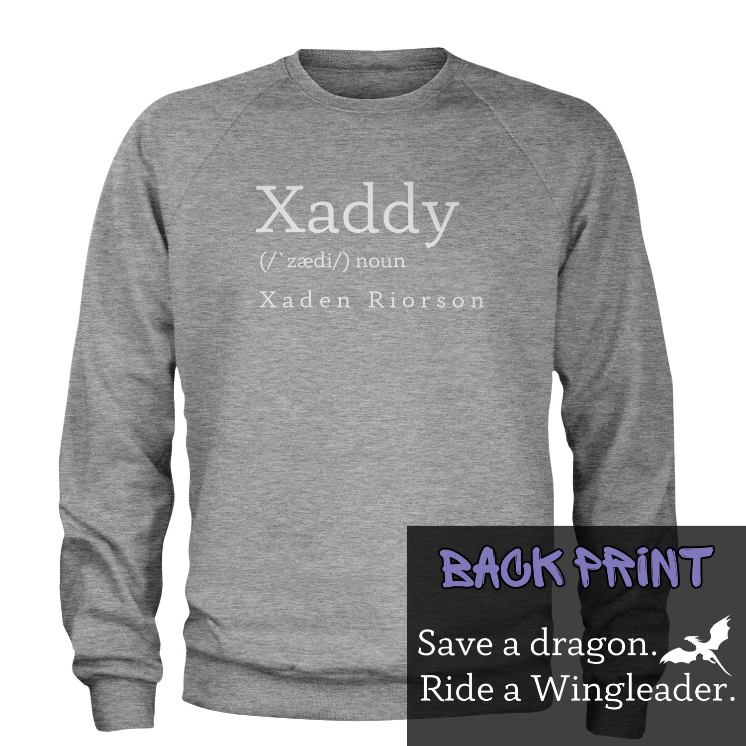 Xaddy Save A Dragon Ride A Wingleader Adult Crewneck Sweatshirt Heather Grey