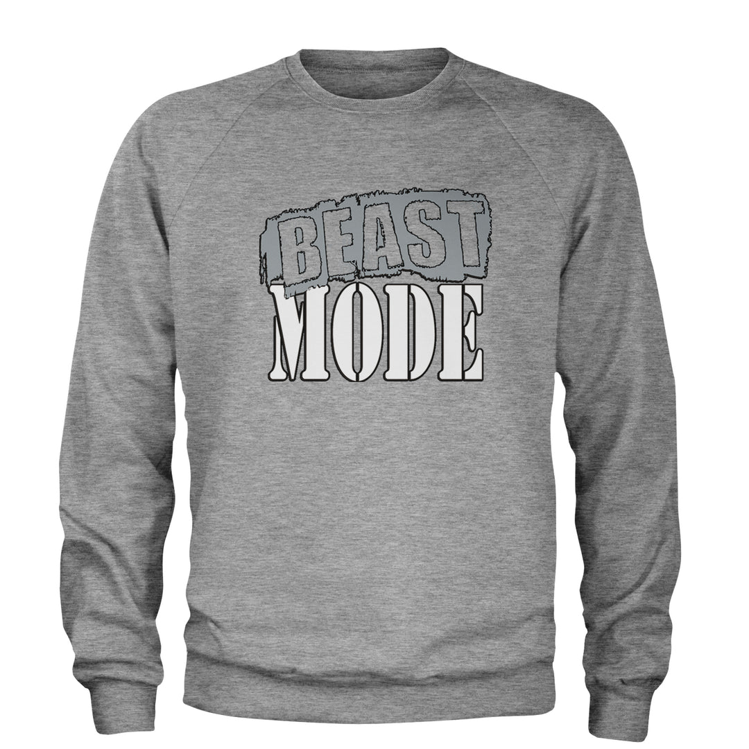 Beast Mode Training Gym Workout Adult Crewneck Sweatshirt Heather Grey