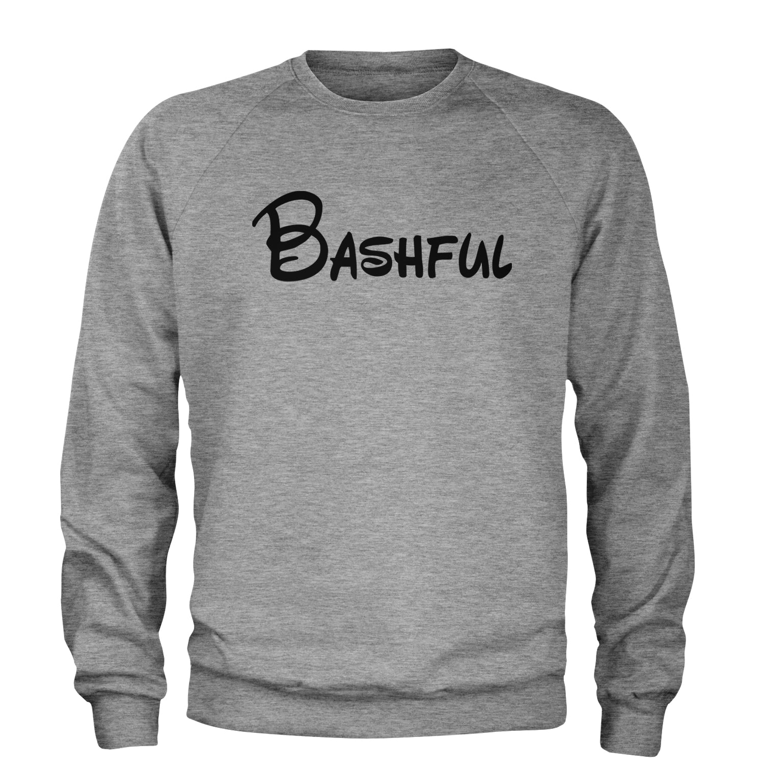 Bashful - 7 Dwarfs Costume Adult Crewneck Sweatshirt Heather Grey