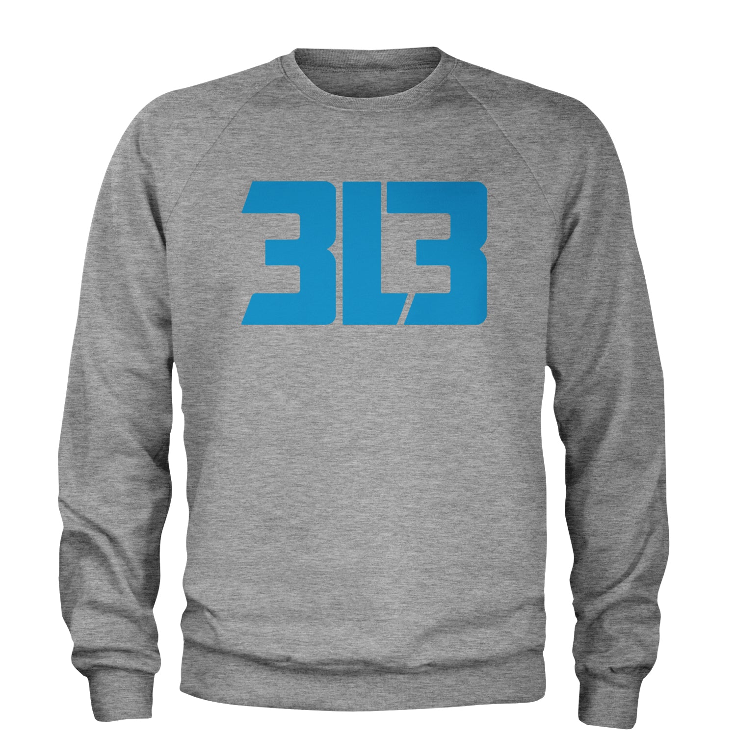 3L3 From The 313 Detroit Football Adult Crewneck Sweatshirt Heather Grey