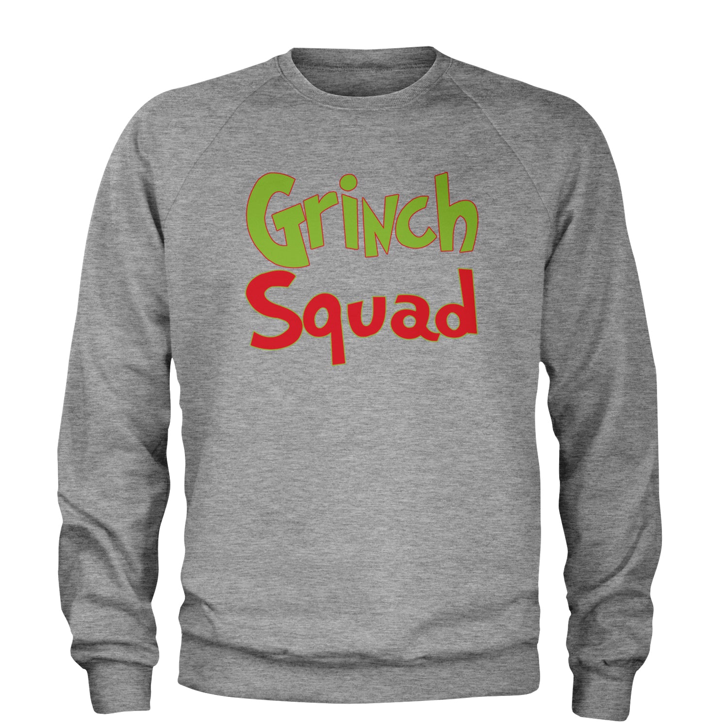 Gr-nch Squad Jolly Grinchmas Merry Christmas Adult Crewneck Sweatshirt Heather Grey